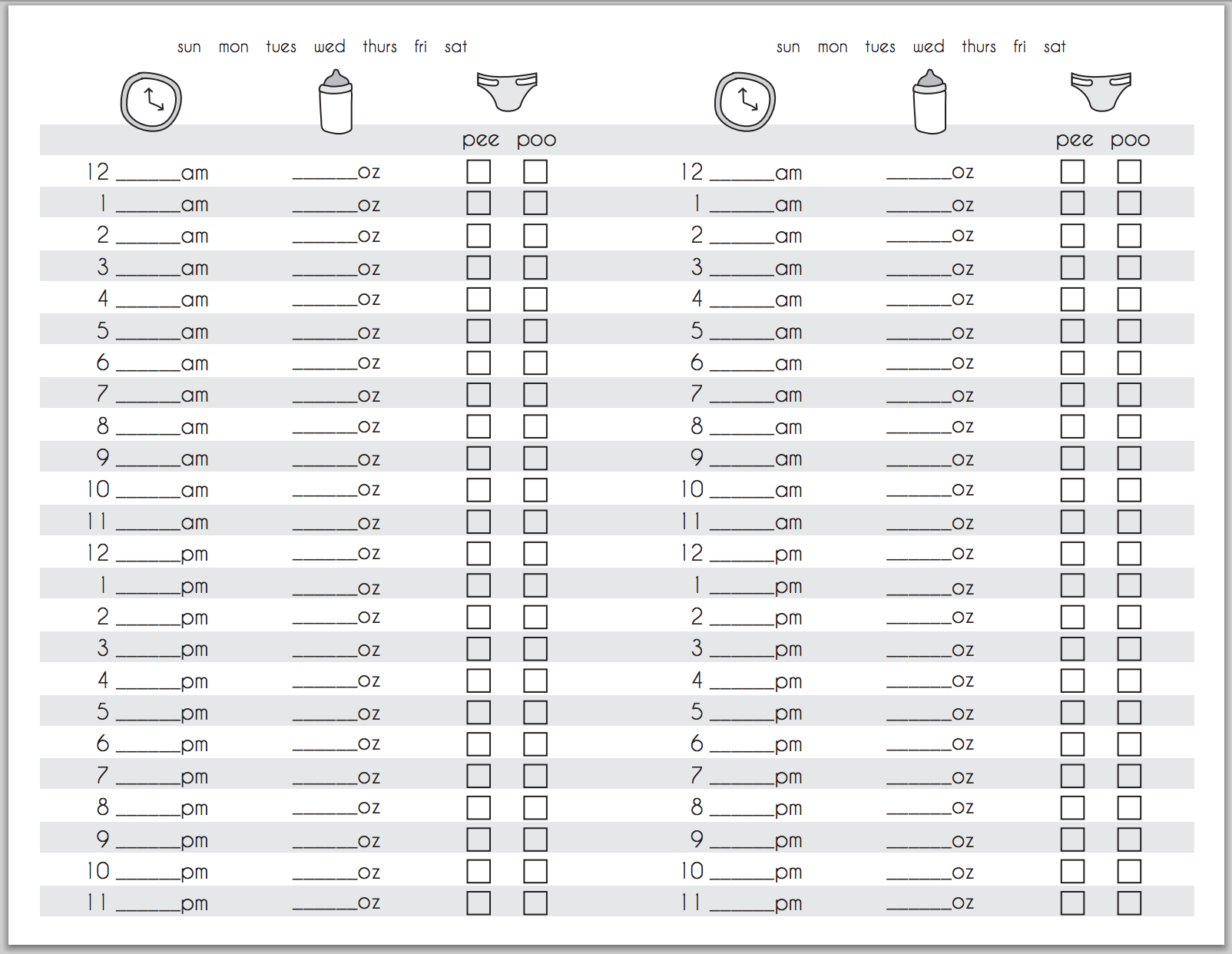 Schedule Newborn Chart