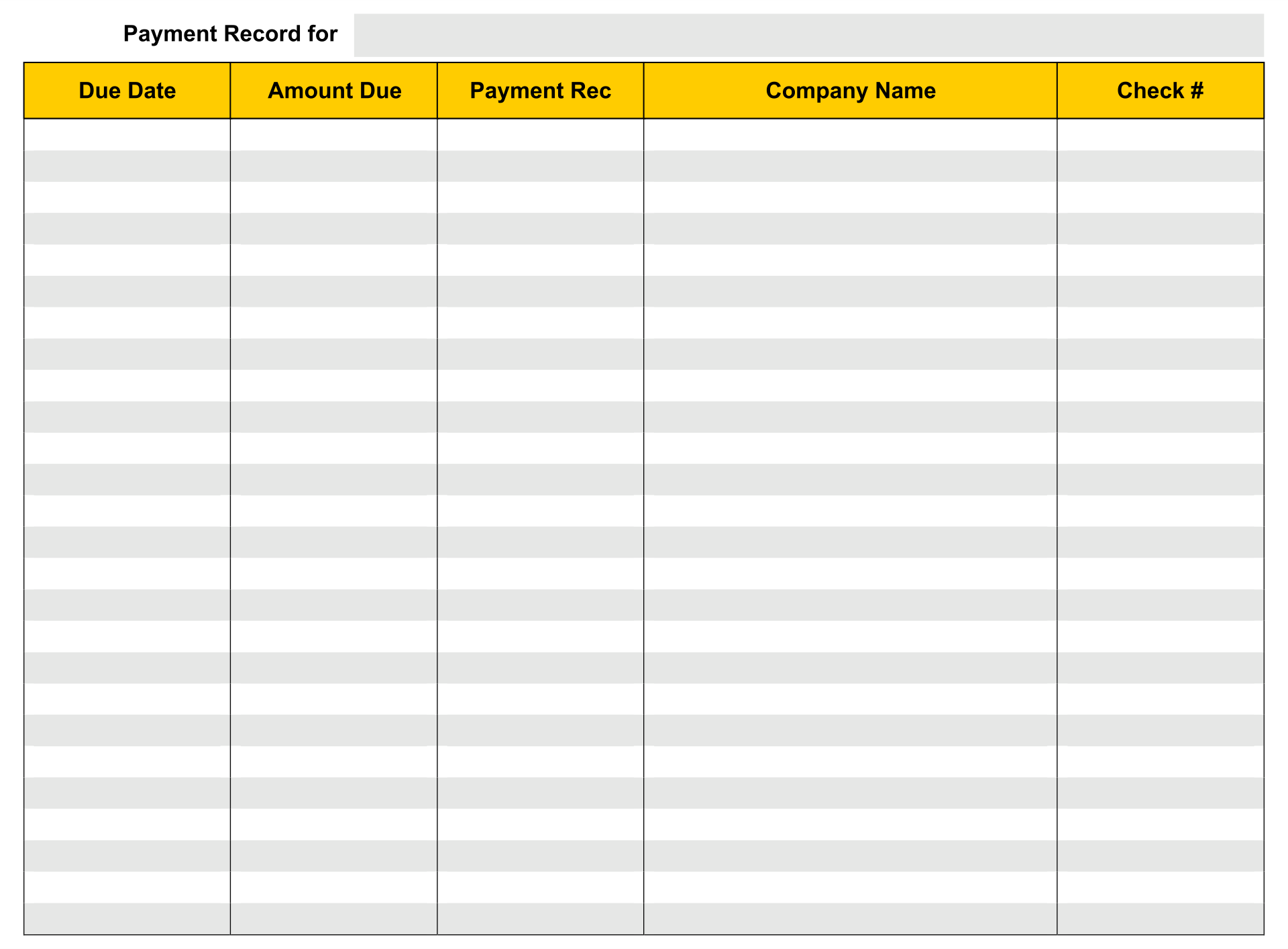 Free Printable Payment Log Sheet