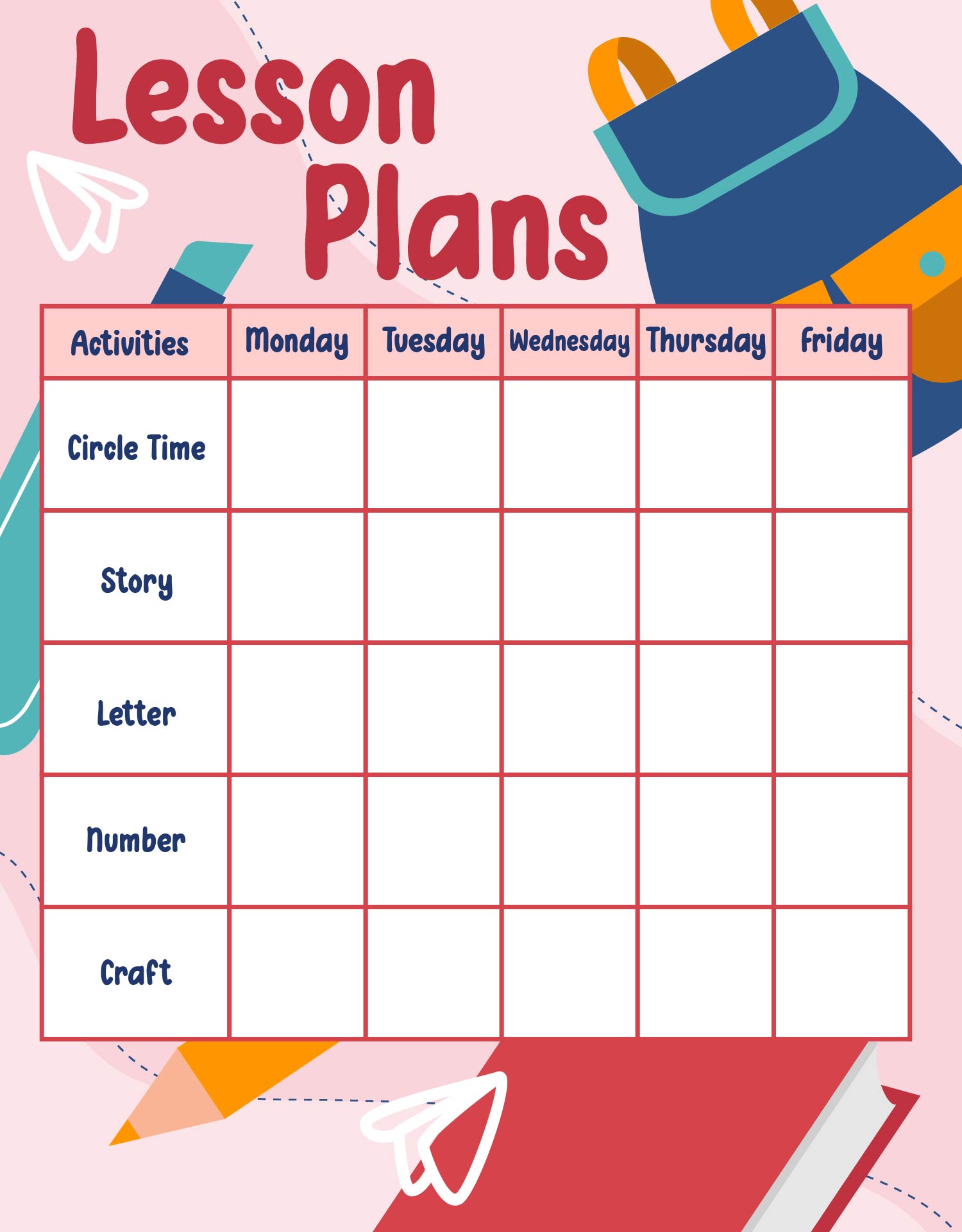 Creative Curriculum Lesson Plan Template