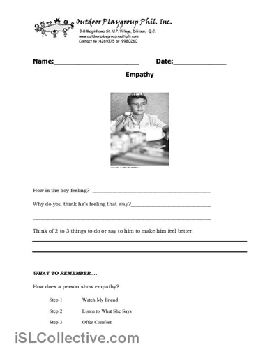 2 Best Images of Printable Empathy Worksheets - Teaching Empathy