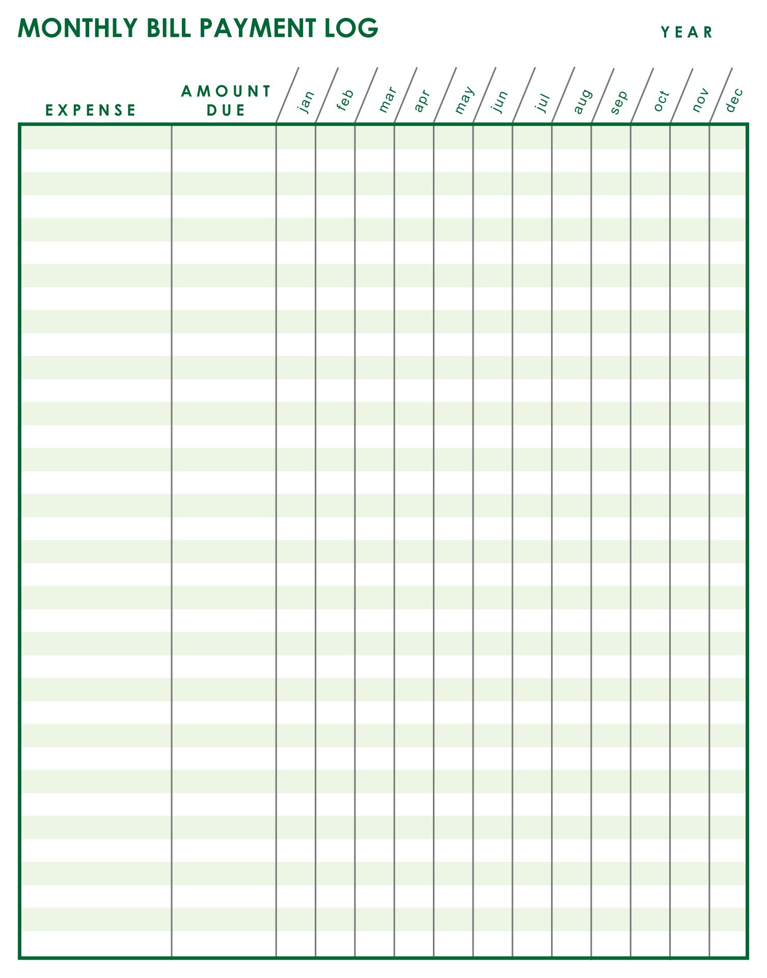 Free Printable Bill Pay Sheets