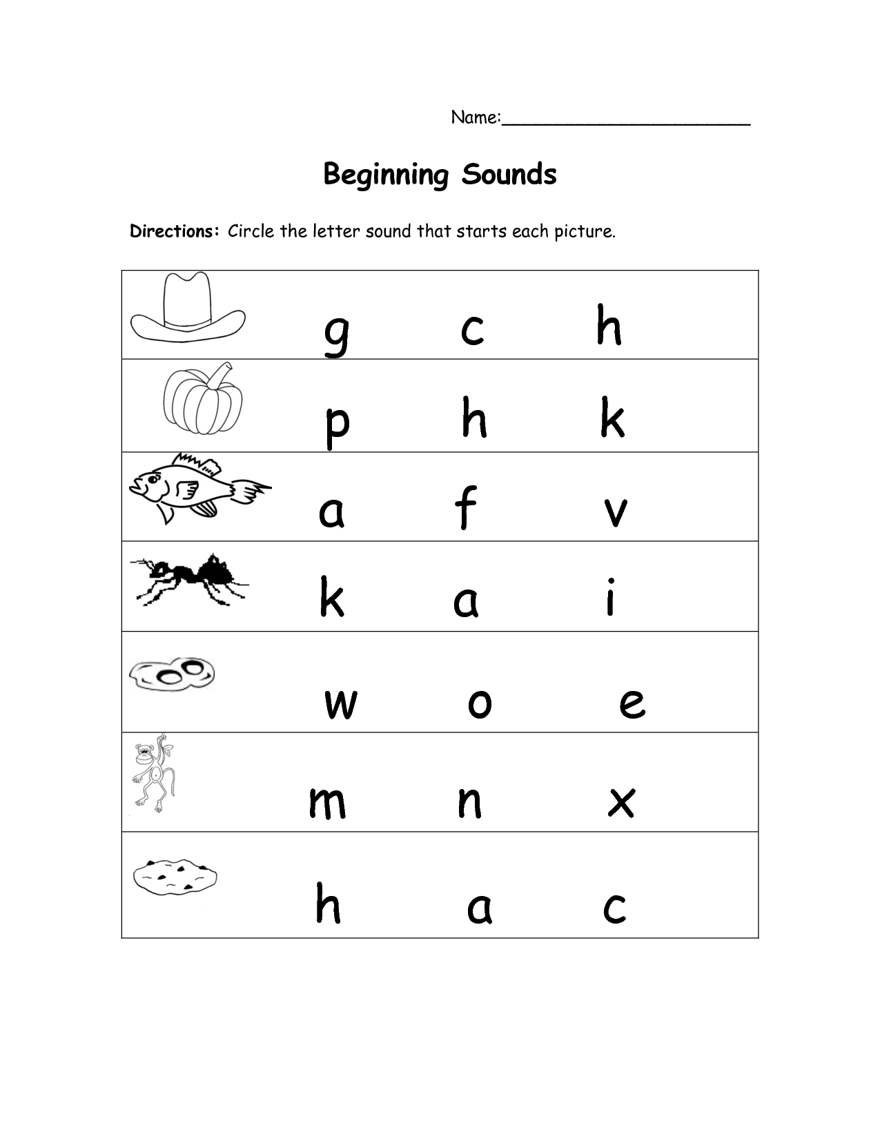 Free Printable Beginning Sounds Worksheets Kindergarten