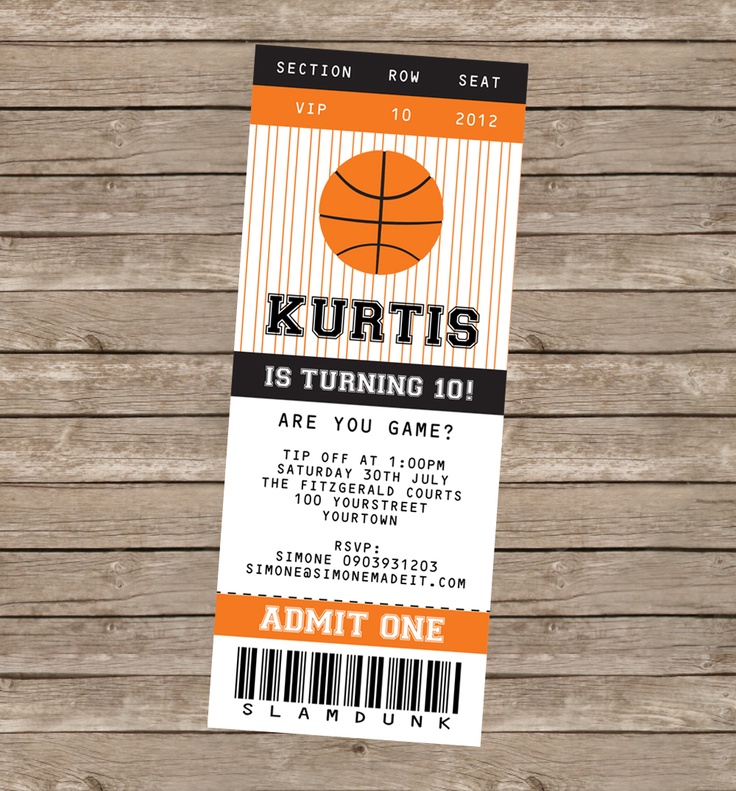 8 Best Images of Printable Basketball Ticket Invitation Templates