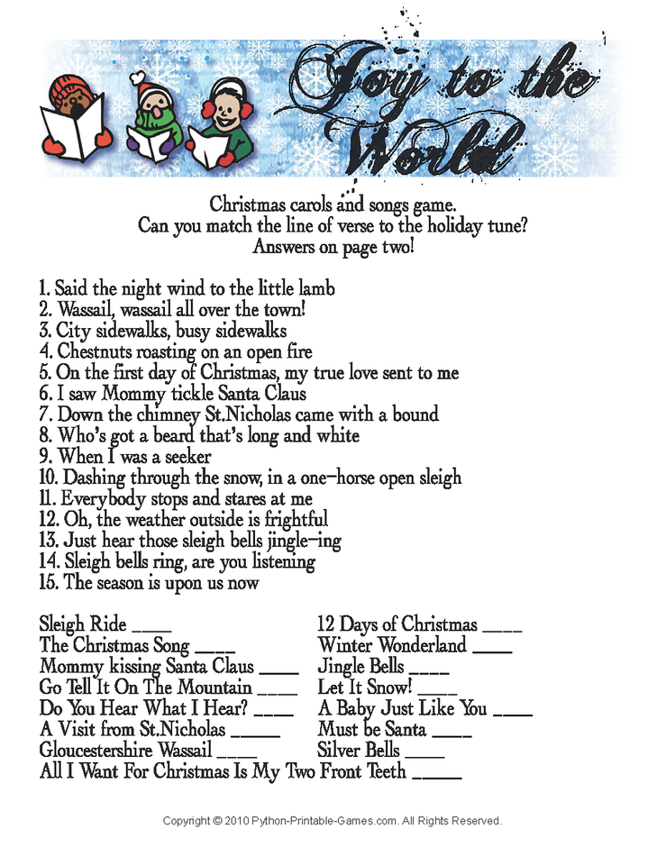 5 Best Images of Printable Christmas Song Picture Game - Christmas Song Scramble Game Printable ...