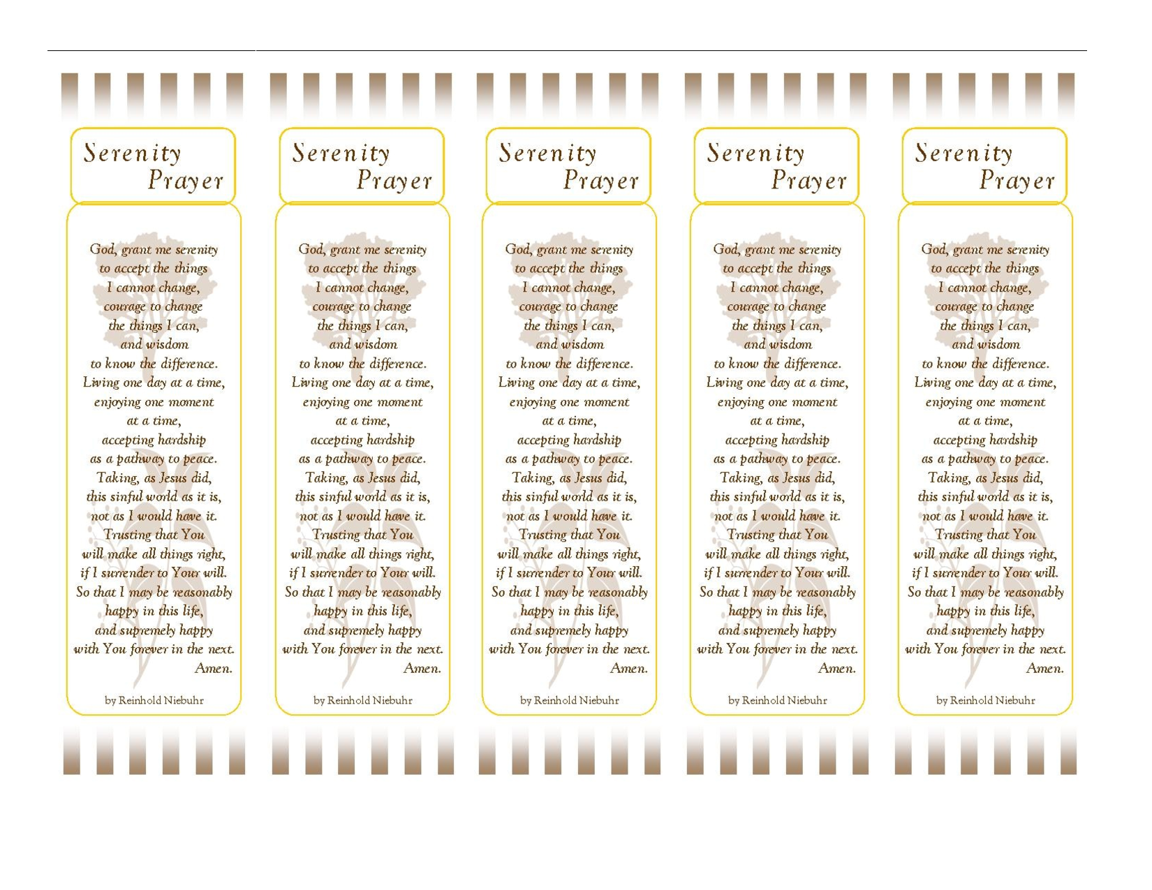 4 Best Images of Serenity Prayer Bookmarks Printable Free Free