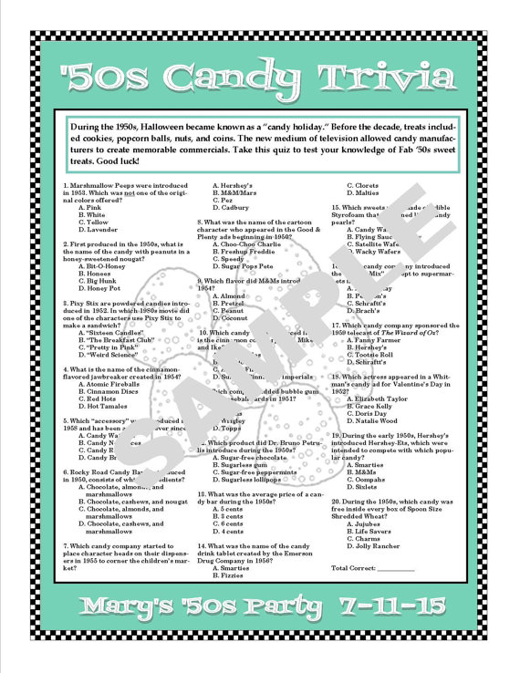 5 Best Images of Candy Trivia Printable Printable Candy Trivia