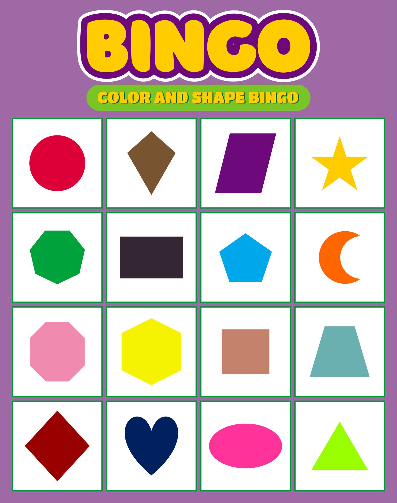 4 Best Images of Printable Color Bingo For Preschoolers Free