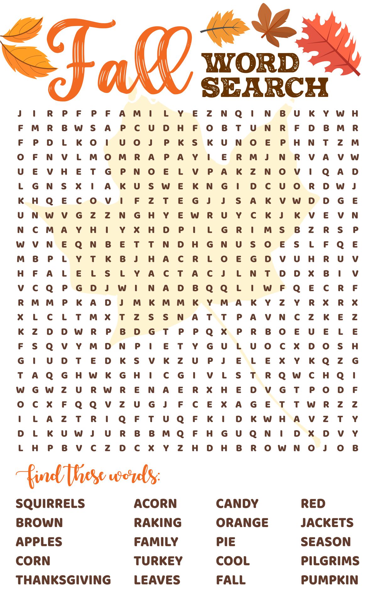 7 Best Images Of Printable Fall Word Search Worksheets Free Printable 