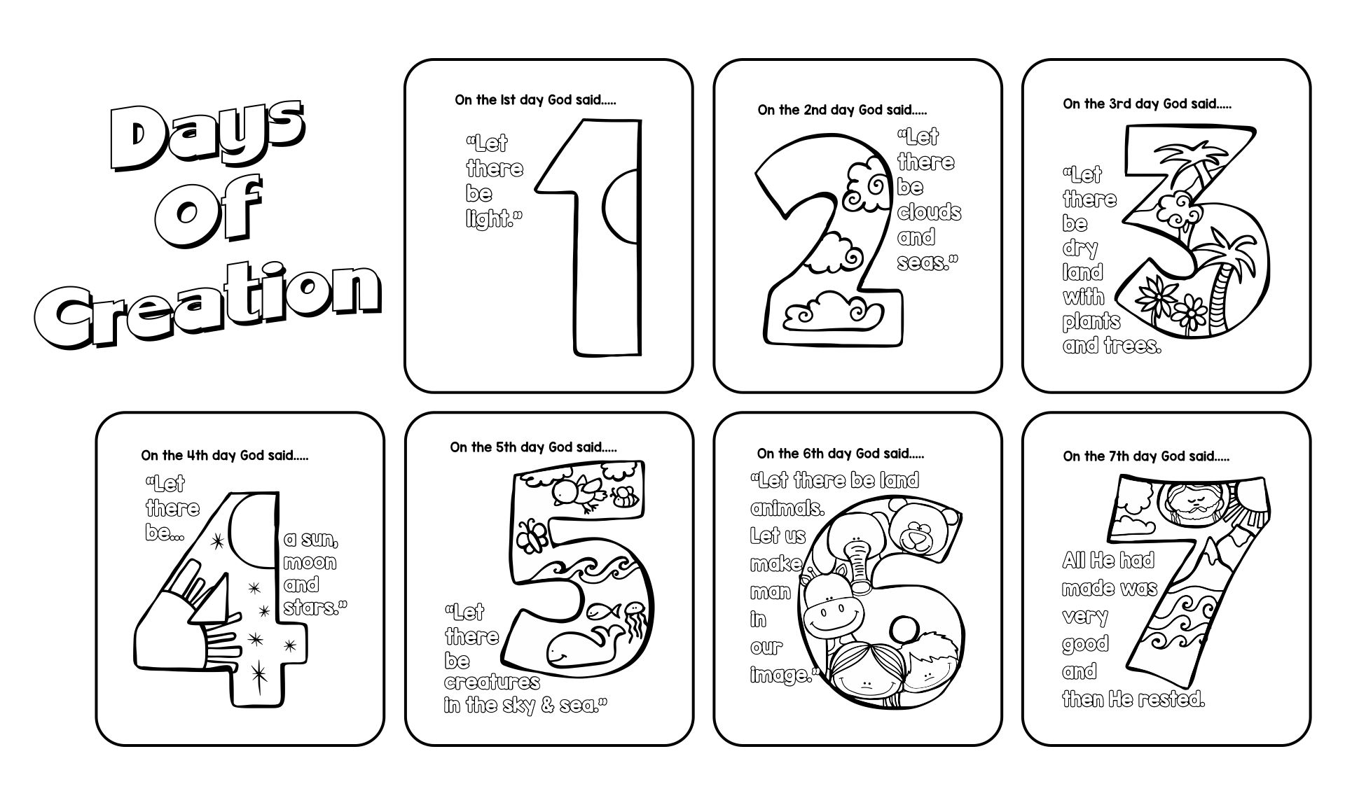 7 Best Images of Free Printable Creation Activity Pages Gods 7 Days