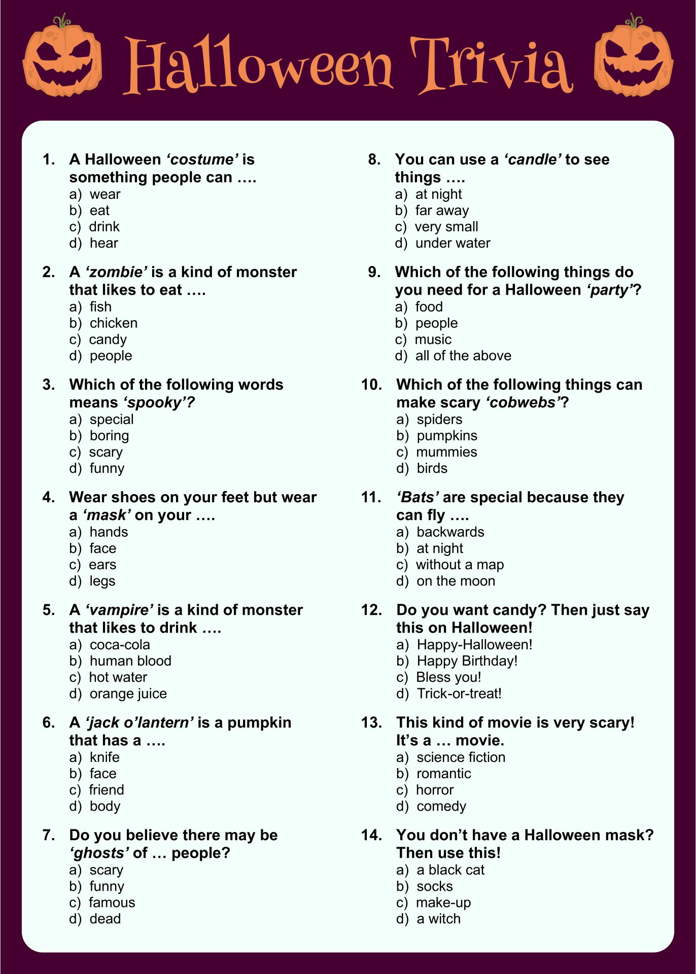 Christmas Trivia Free Printable