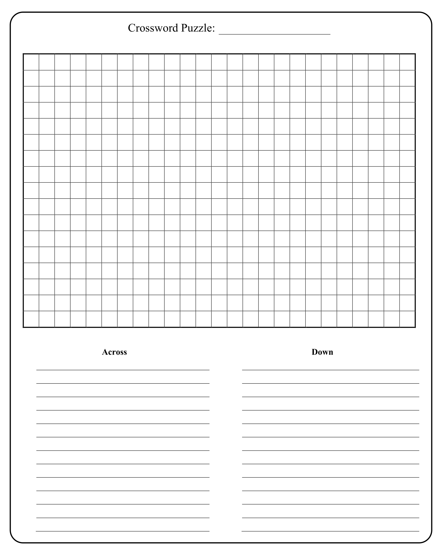 Printable Blank Crossword Puzzle Template Printable Templates