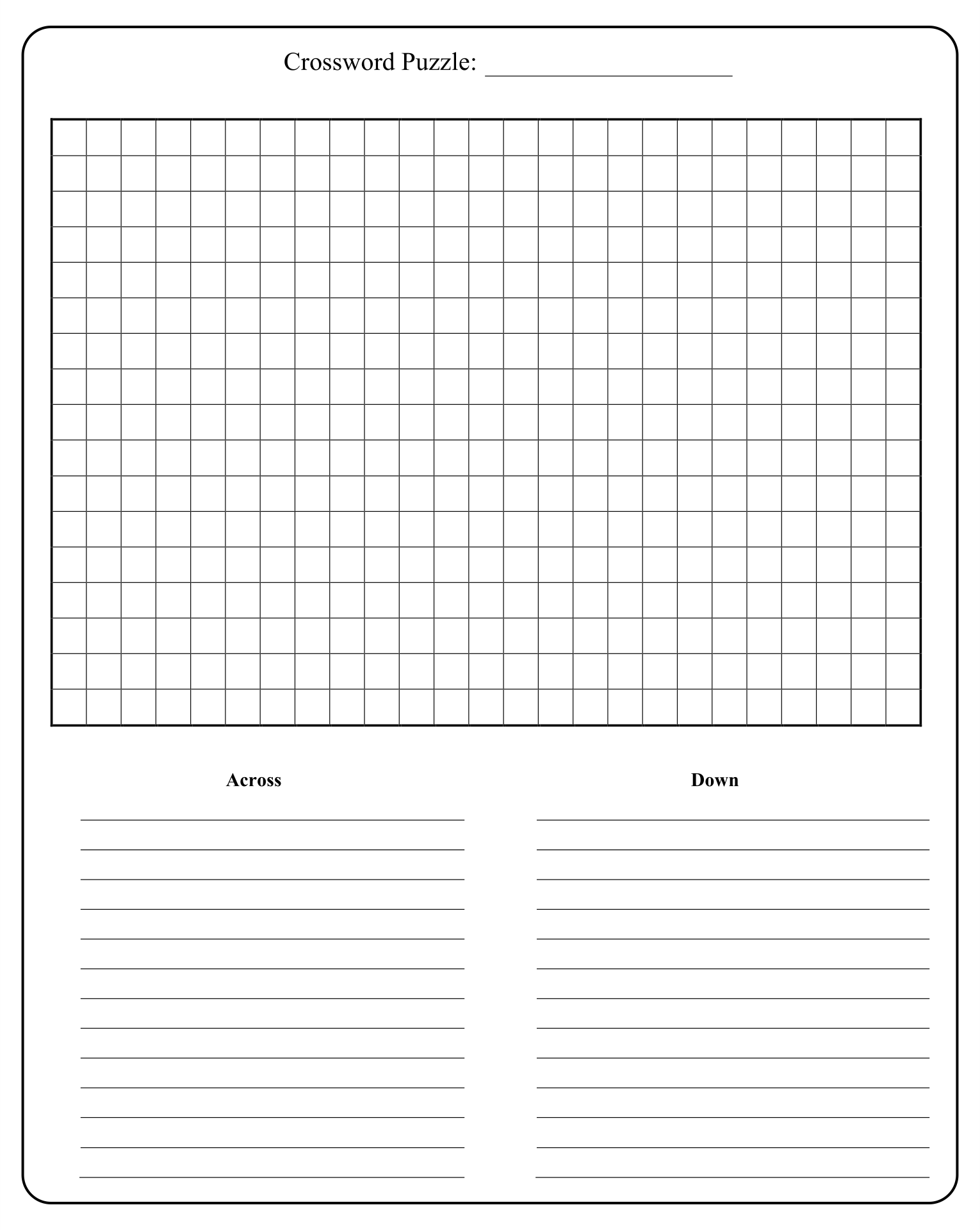 Free Crossword Puzzle Template Printable Printable Templates Free Free Crossword Puzzle Template Printable Printable Templates Free