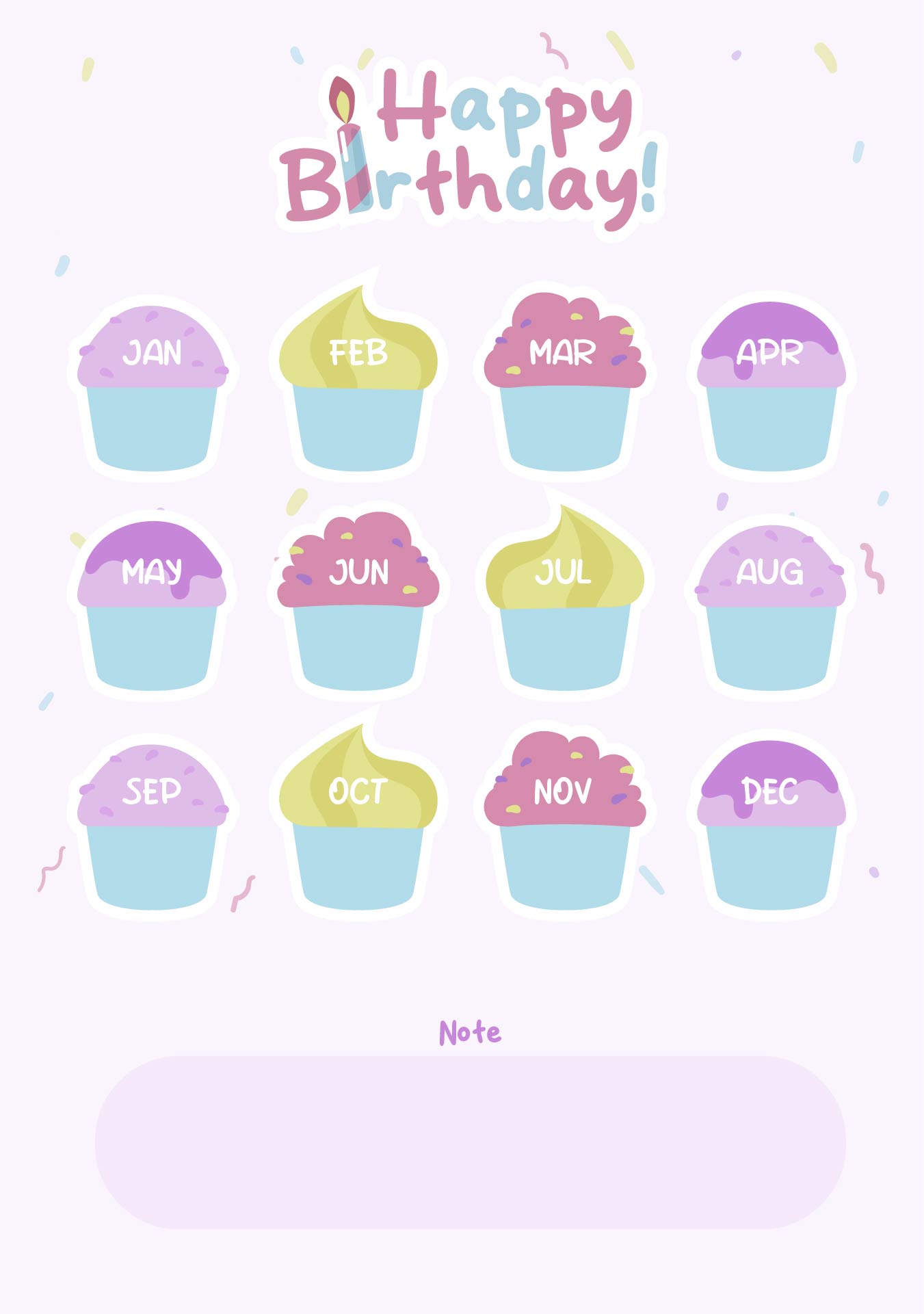 Printable Birthday Month Cupcakes Customize and Print