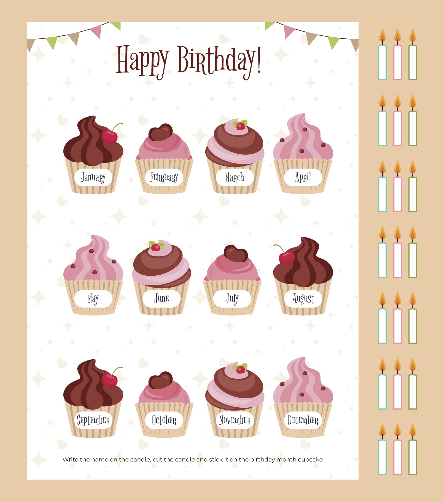 Free Printable Cupcake Birthday Chart Printable Templates