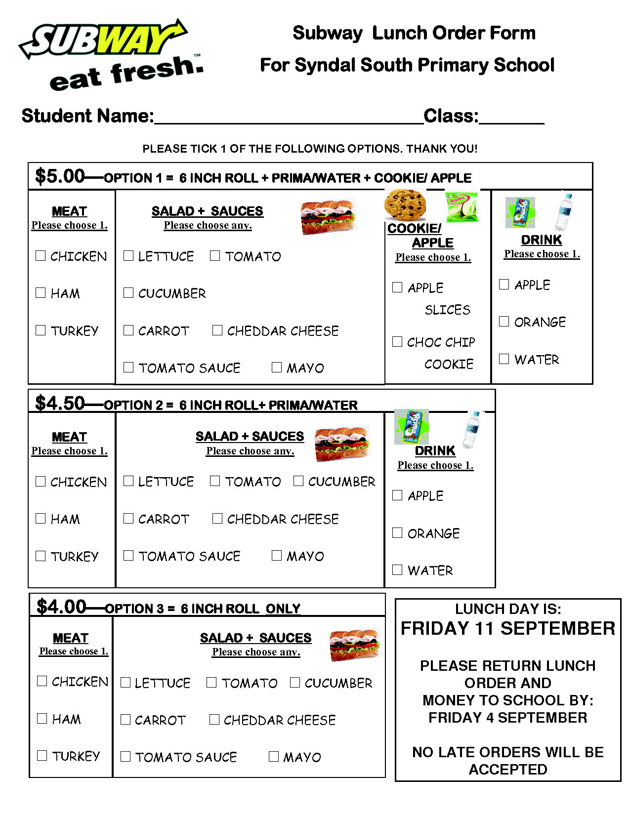 Printable Template Printable Subway Order Form Printable Templates