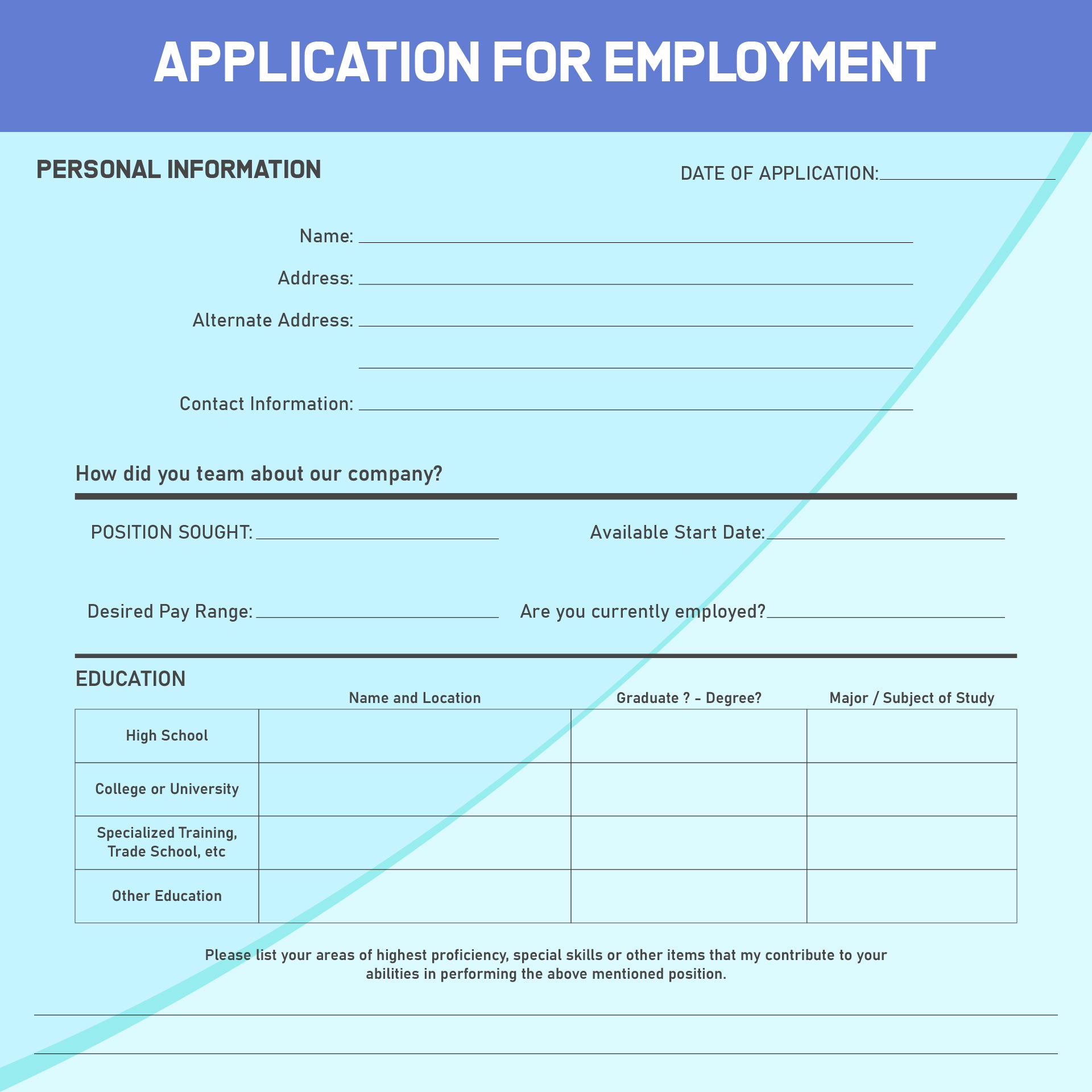 What Is Application For Employment Form