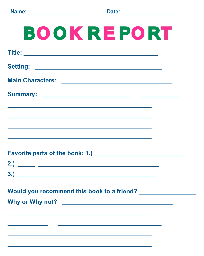 Kids Book Report Template 210743 