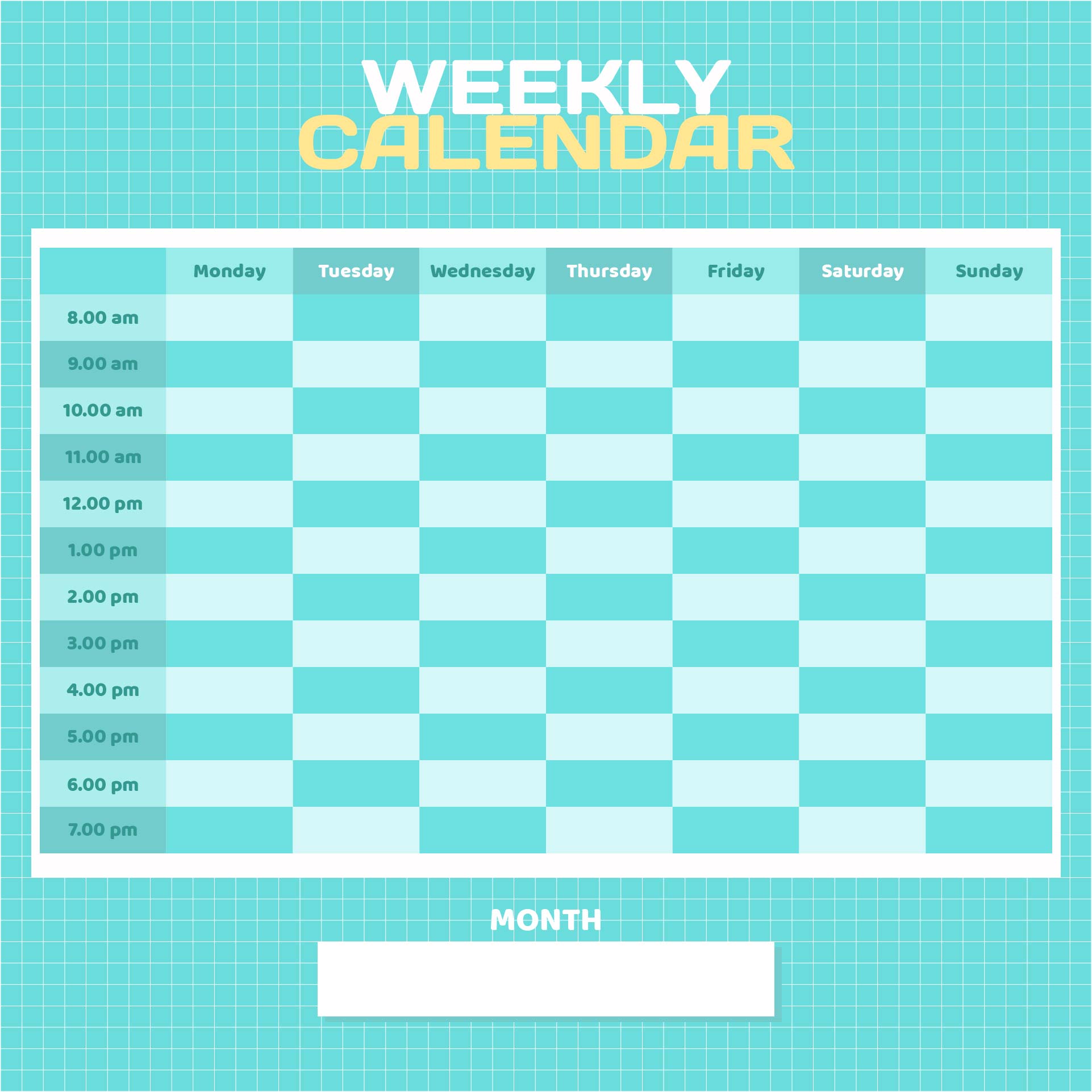 Free Printable Weekly Calendar Template 2022