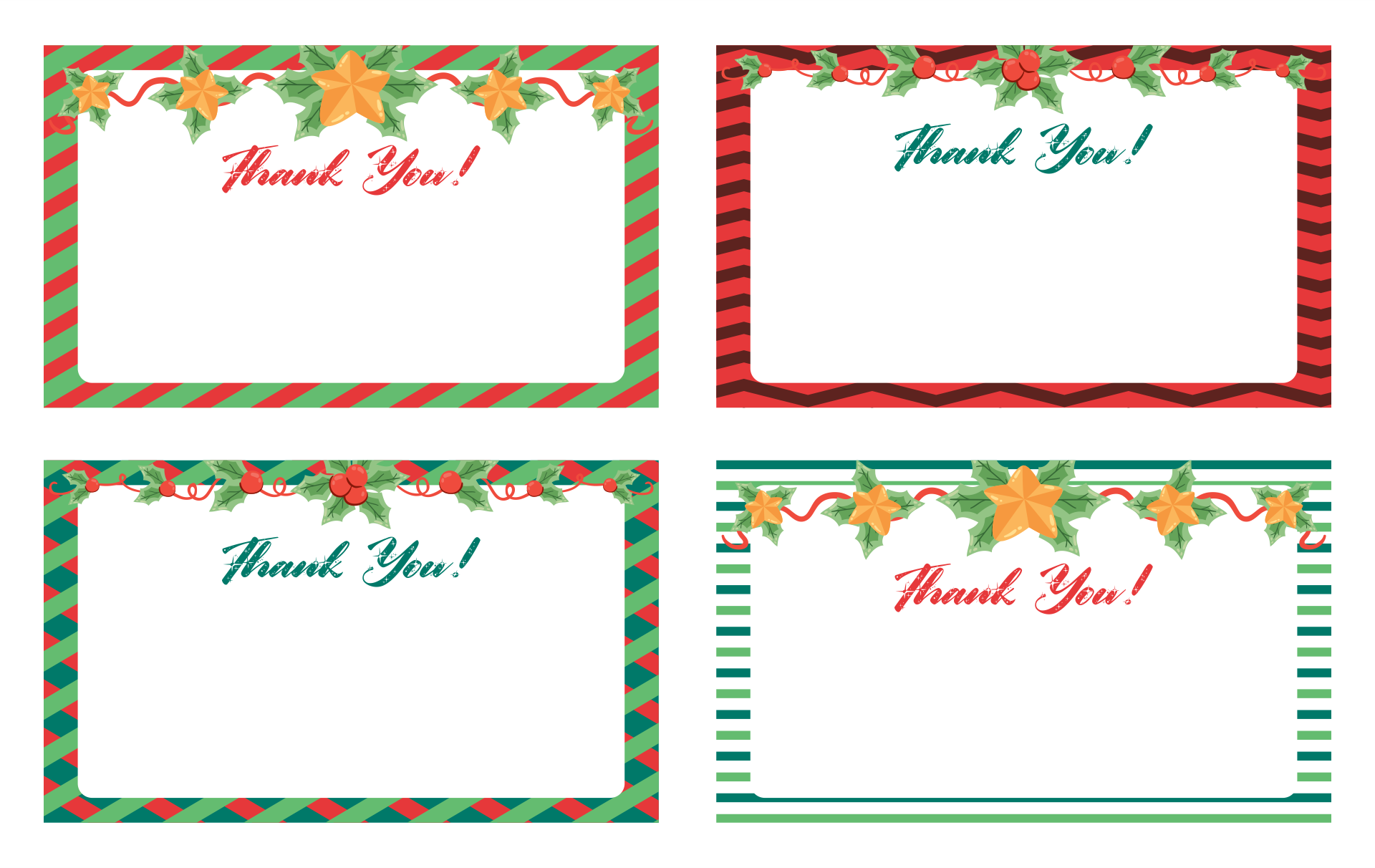 6 Best Images Of Free Printable Christmas Thank You Card Templates Printable Christmas Thank