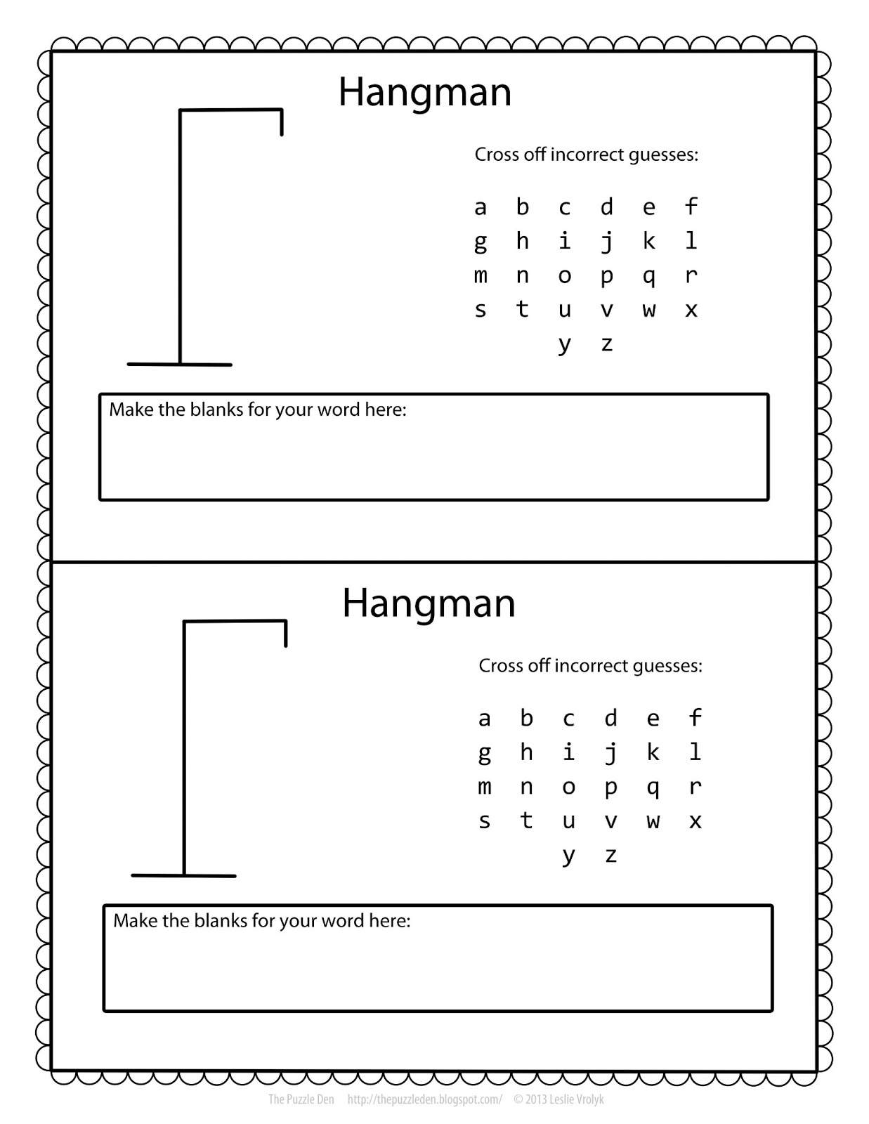 Hangman Text Template