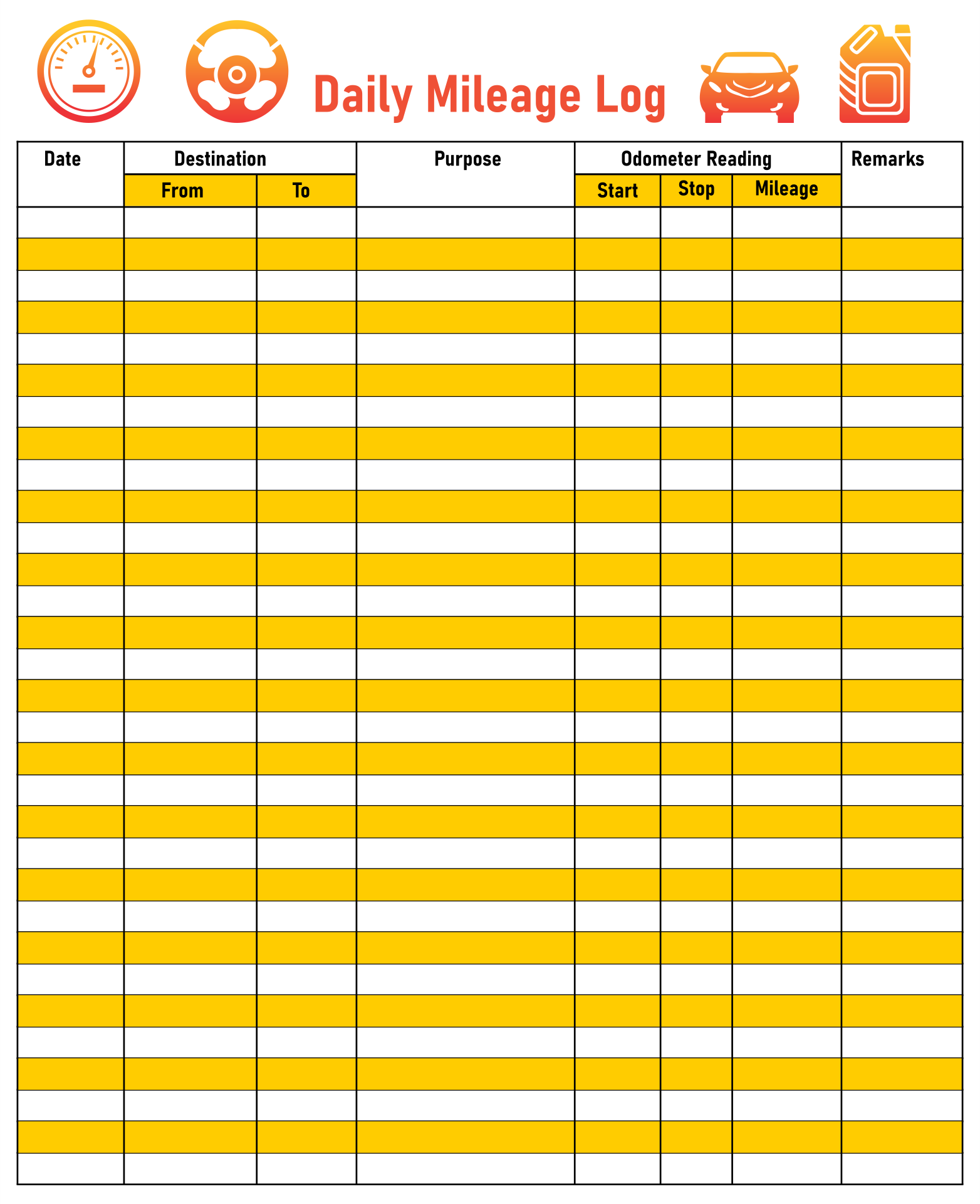 7 Best Images of Printable Mileage Log Sheet Template Printable