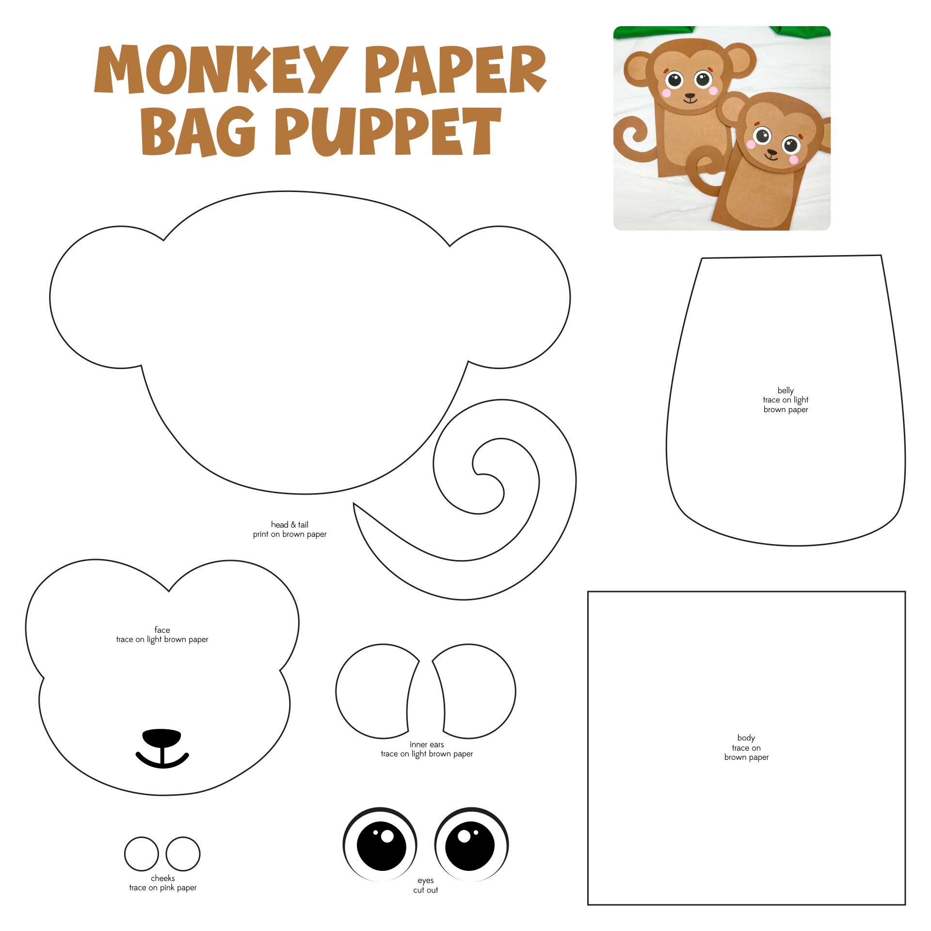 8 Best Images of Printable Paper Bag Puppets Animals Turtle Paper Bag