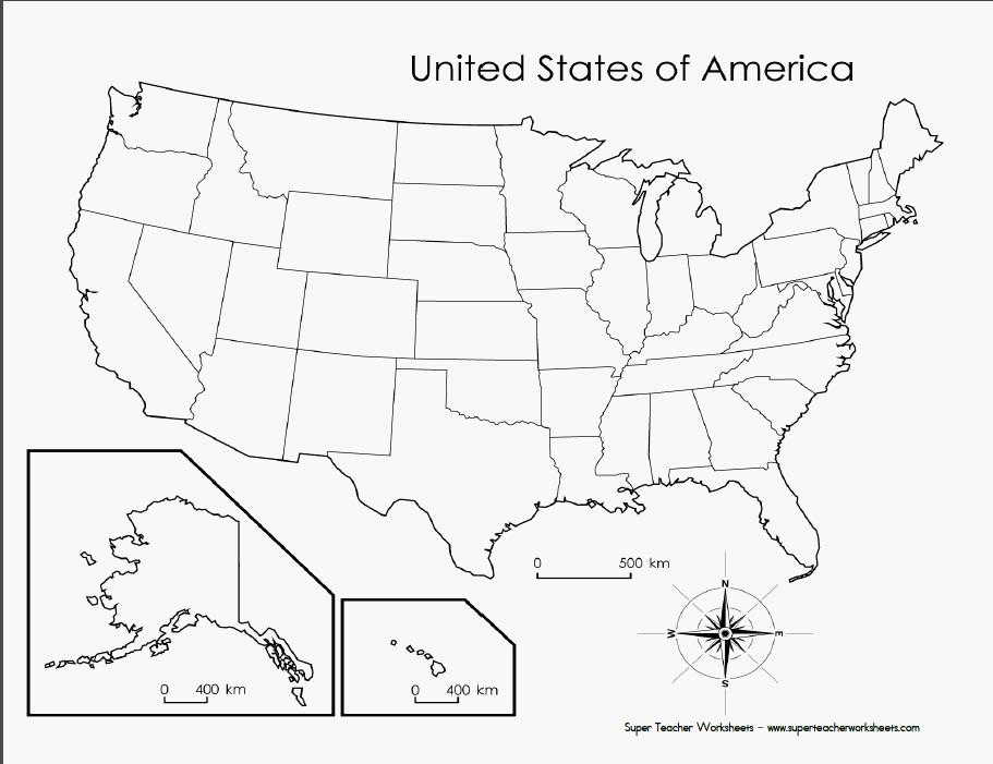 Printablee 50 States Blank Map