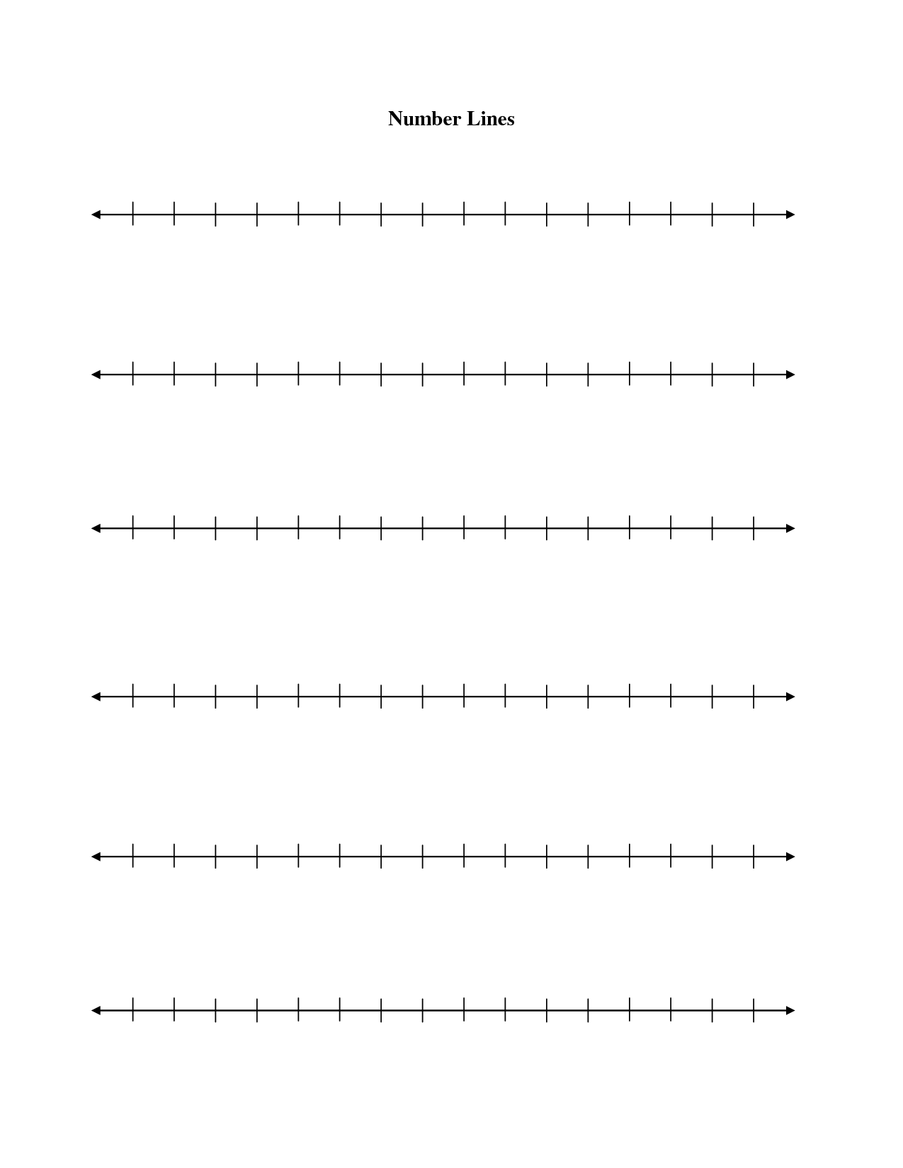 Free Printable Blank Number Line Worksheets