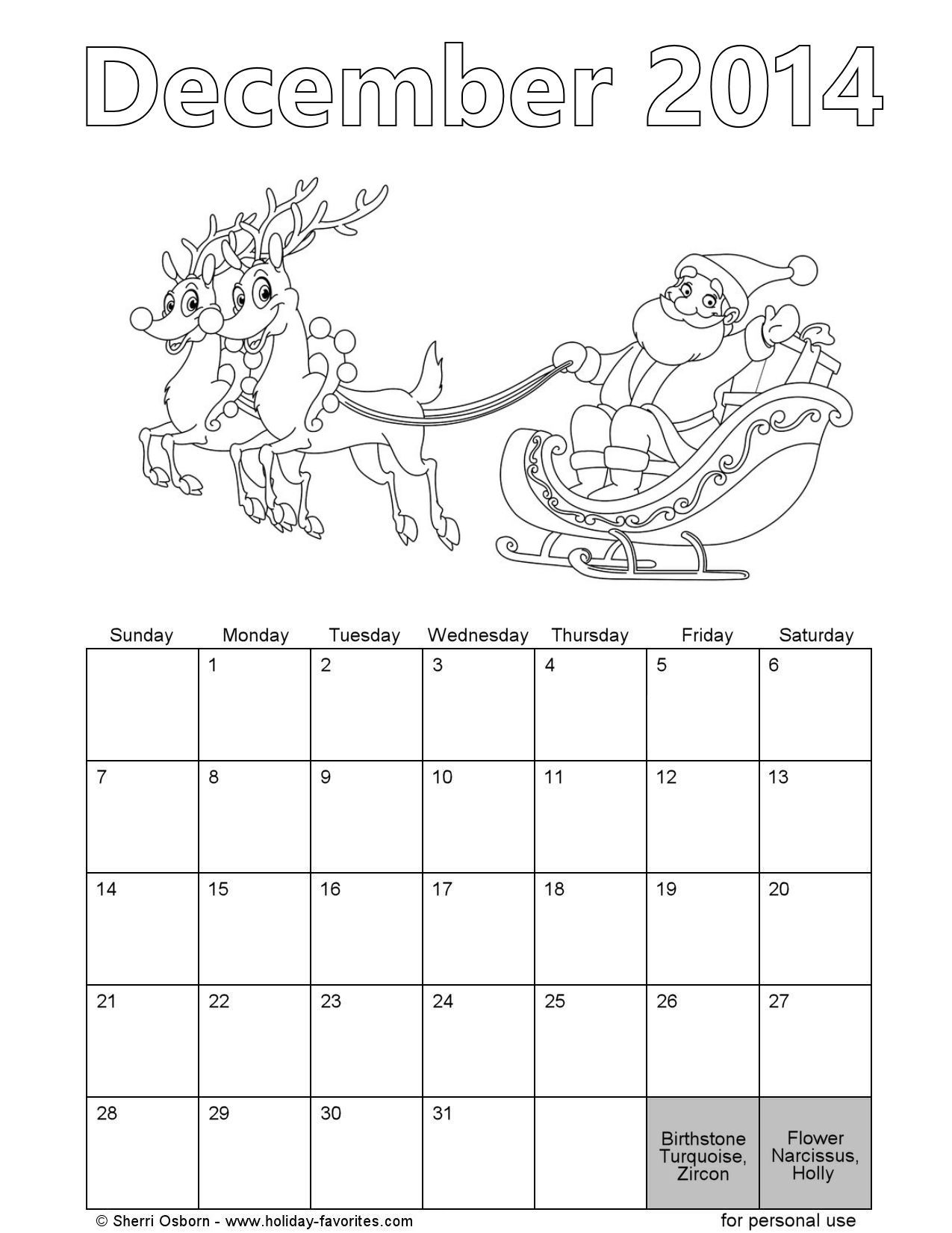 8 Best Images of December 2014 Calendar Printable Free Christmas