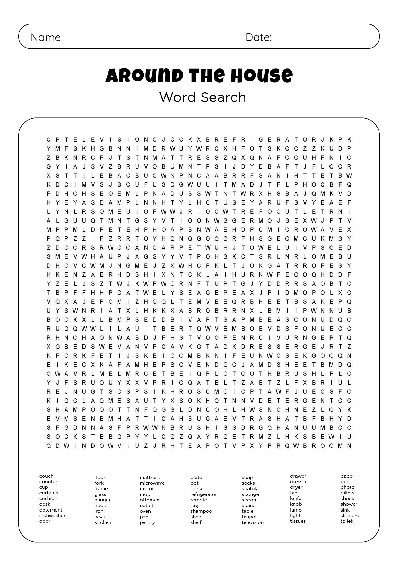 Free Print Hard Word Search