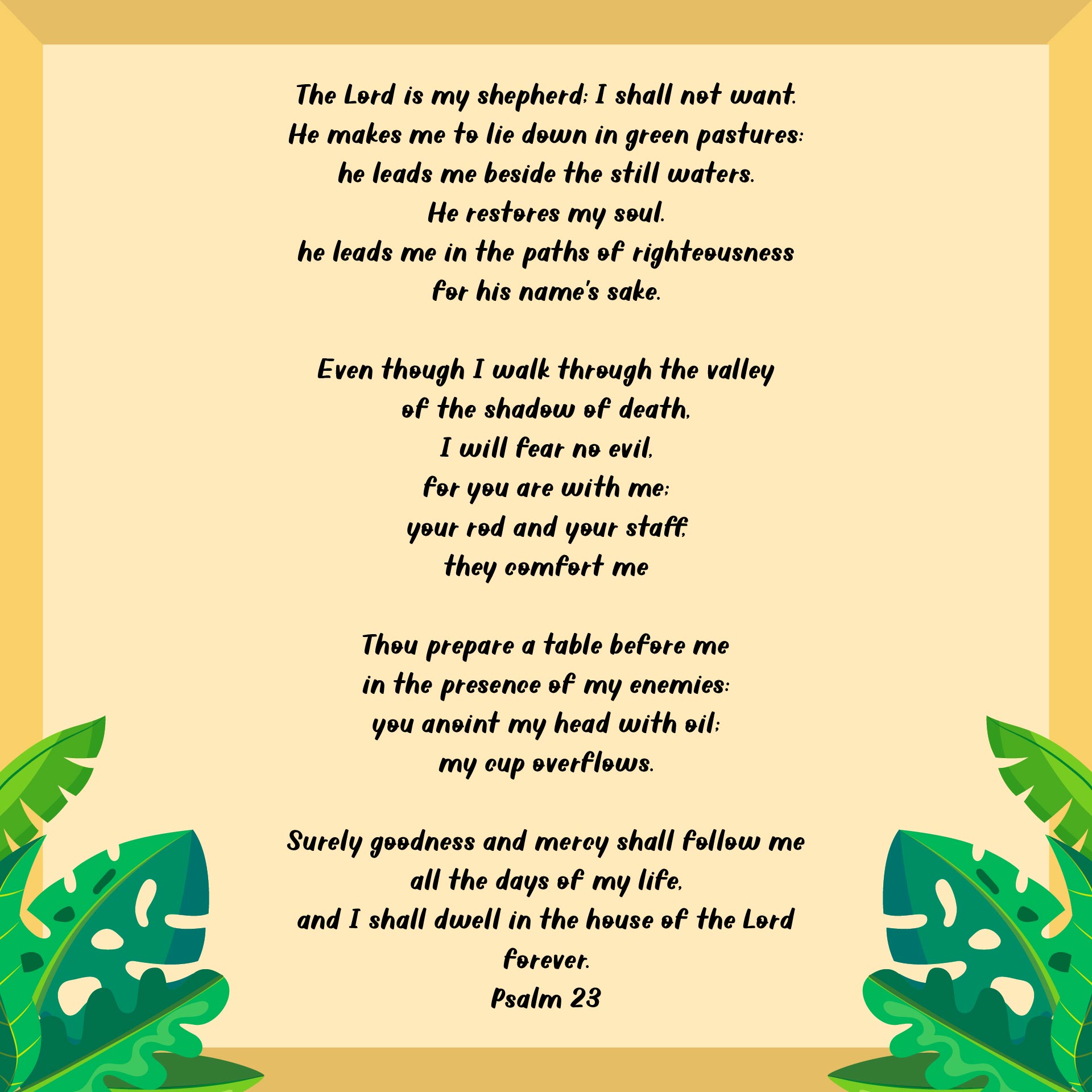 7 Best Images of 23 Psalms Prayer Printable Psalm 23 as a Prayer