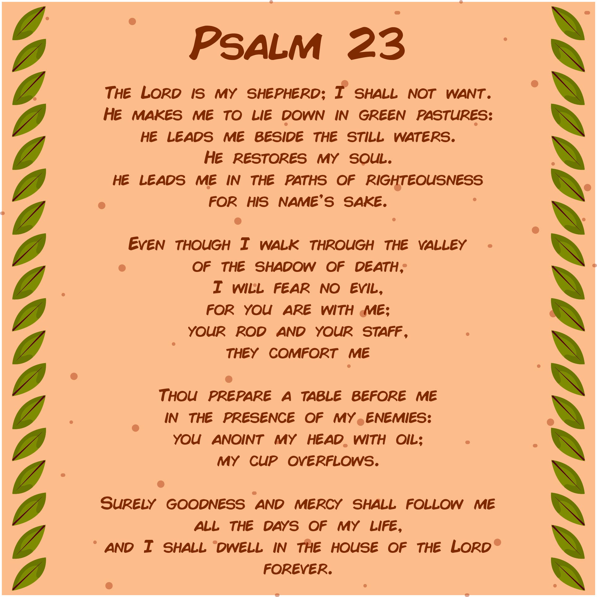 7 Best Images of 23 Psalms Prayer Printable Psalm 23 as a Prayer