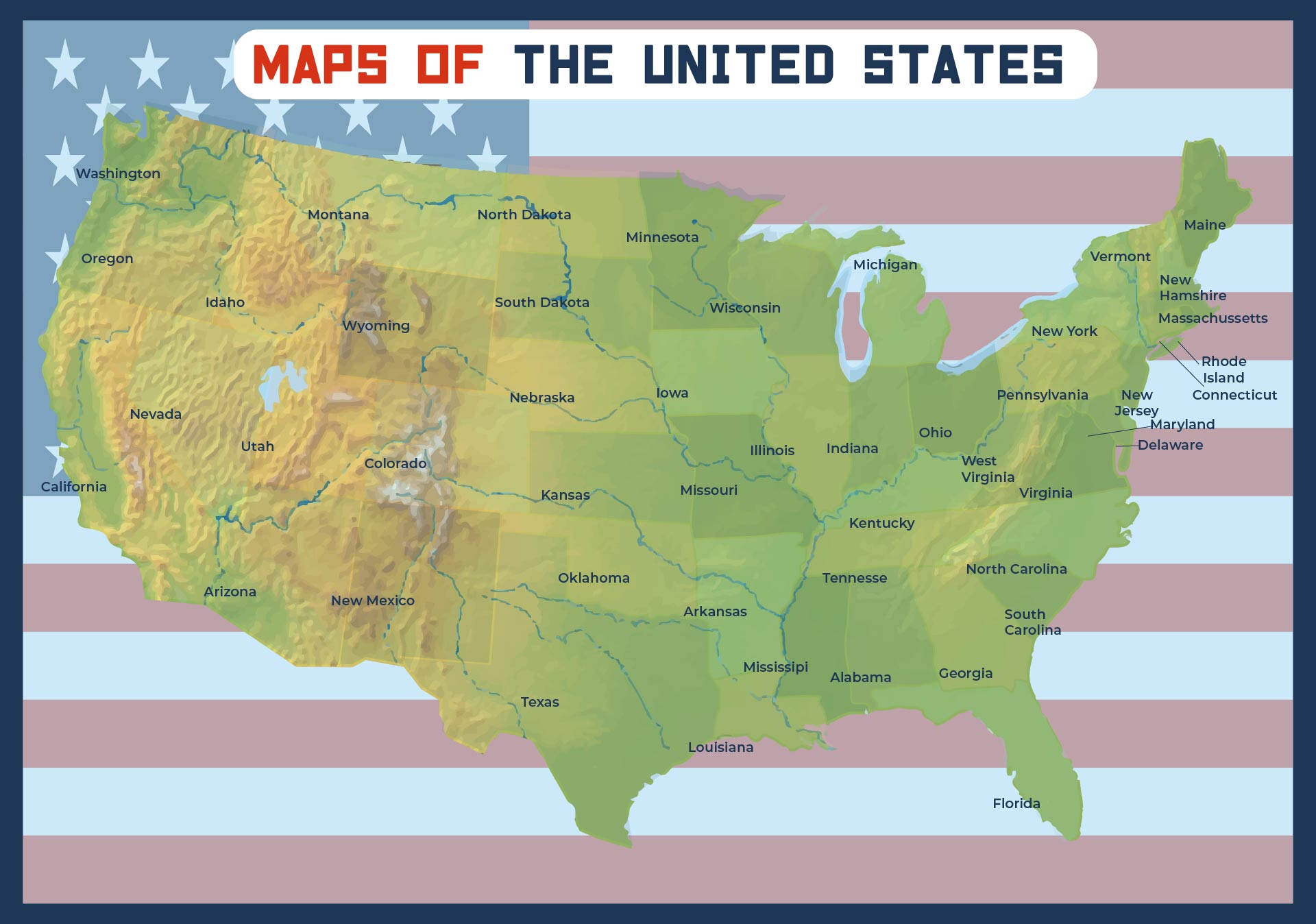 Map Of Usa Rivers And States Topographic Map Of Usa With States