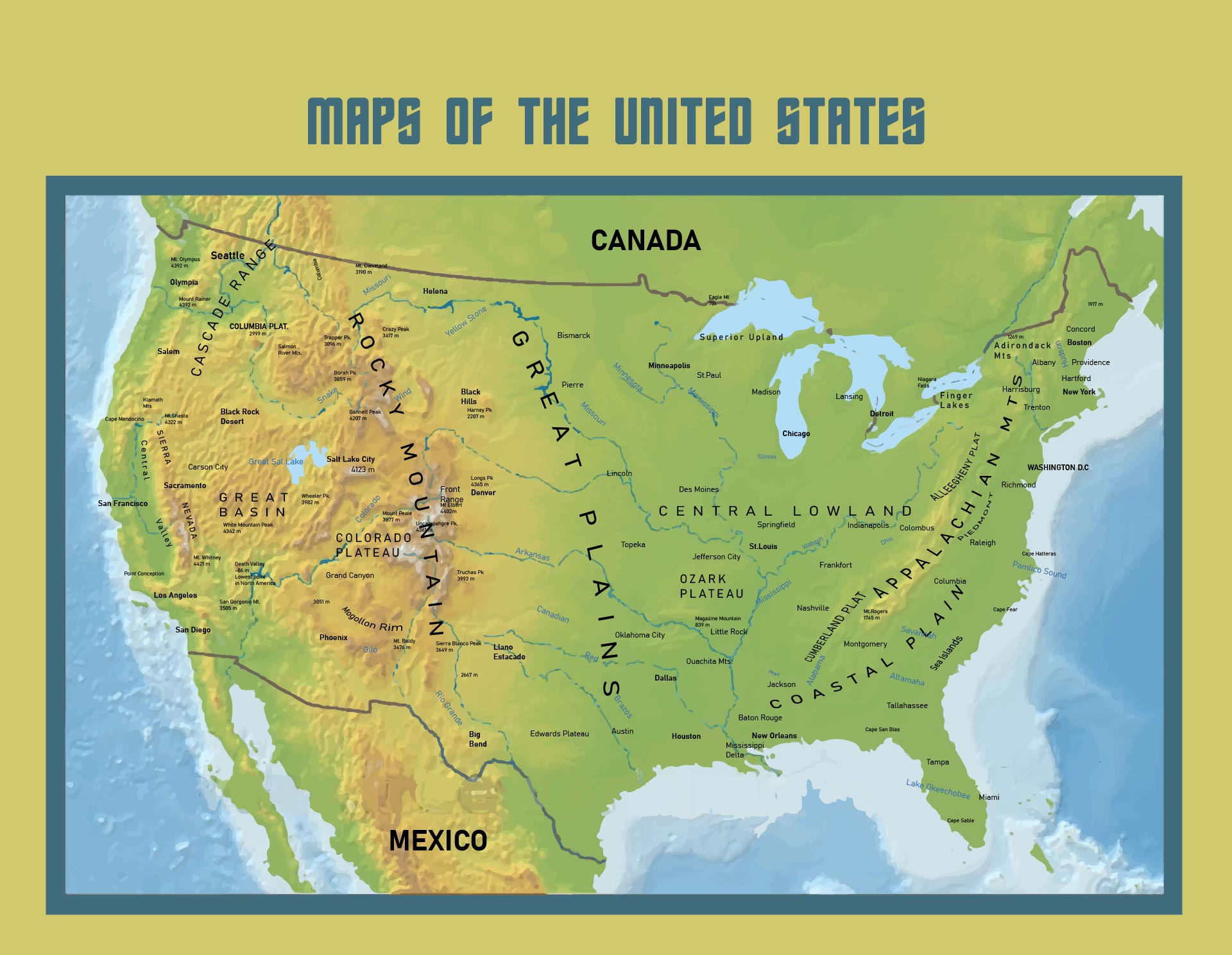 Free Printable Physical Map Of The United States Printable Us Maps