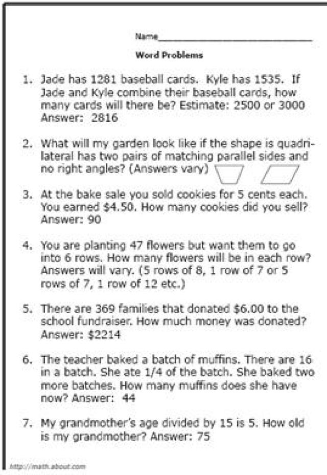 6 Best Images of Printable Grade 4 Math Problem - Printable Math