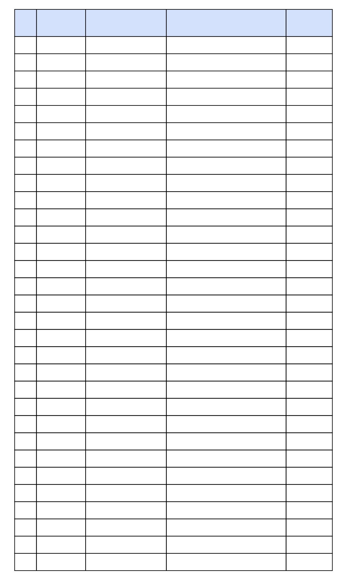 5 Column Free Printable Worksheet