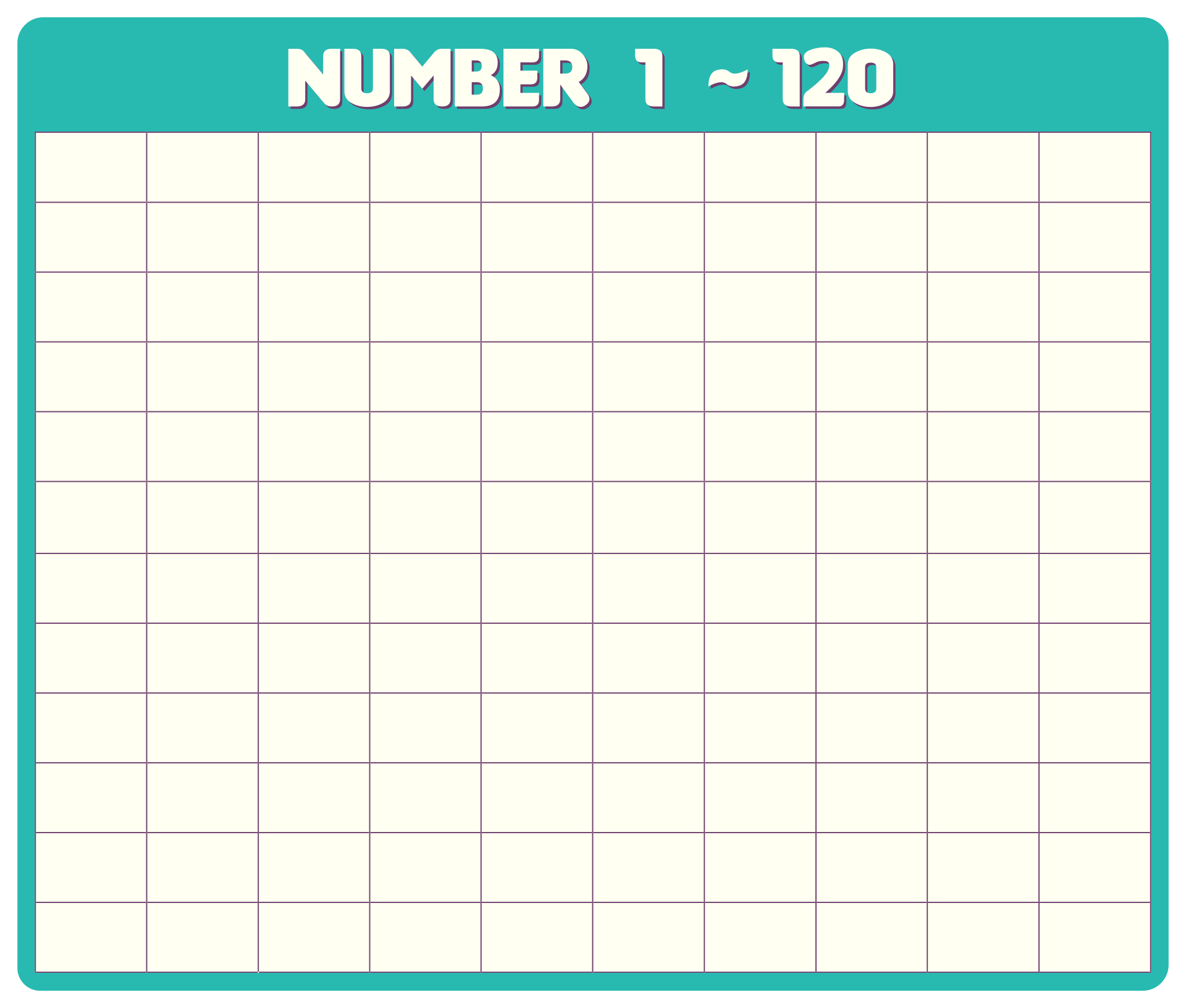 8 Best Images of Printable Blank 120 Chart Blank 120 Chart Worksheet