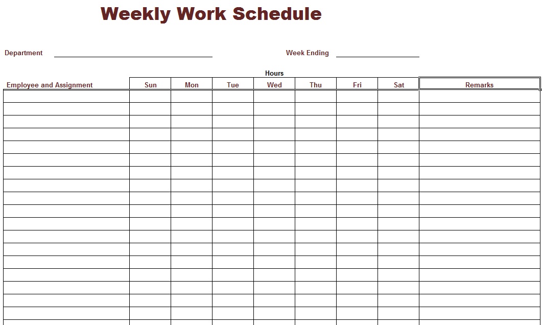 9 Best Images of Free Printable Weekly Work Schedule Templates Blank
