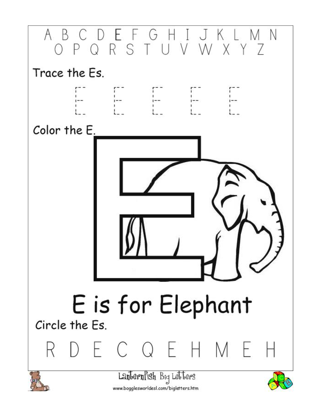 6 Best Images of Printable Preschool Worksheets Letter E Letter E