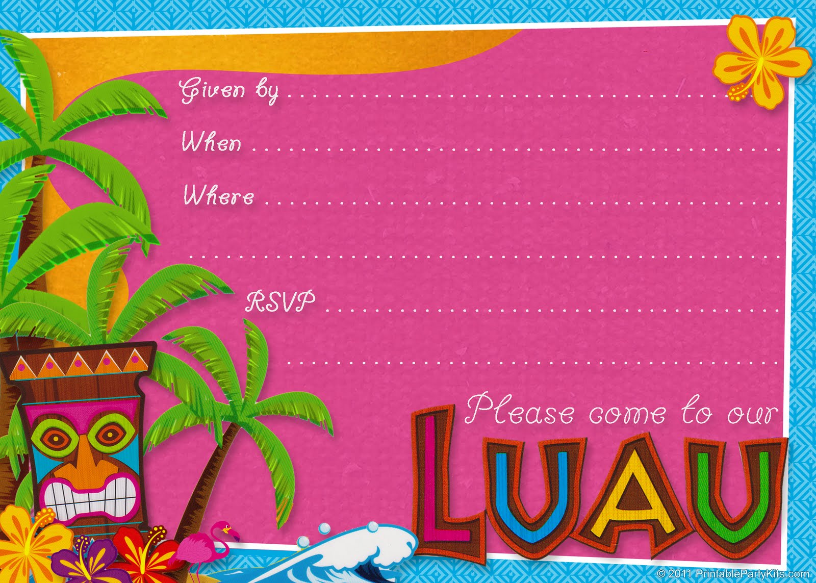 9 Best Images of Free Printable Luau Blank Party Invitations Luau