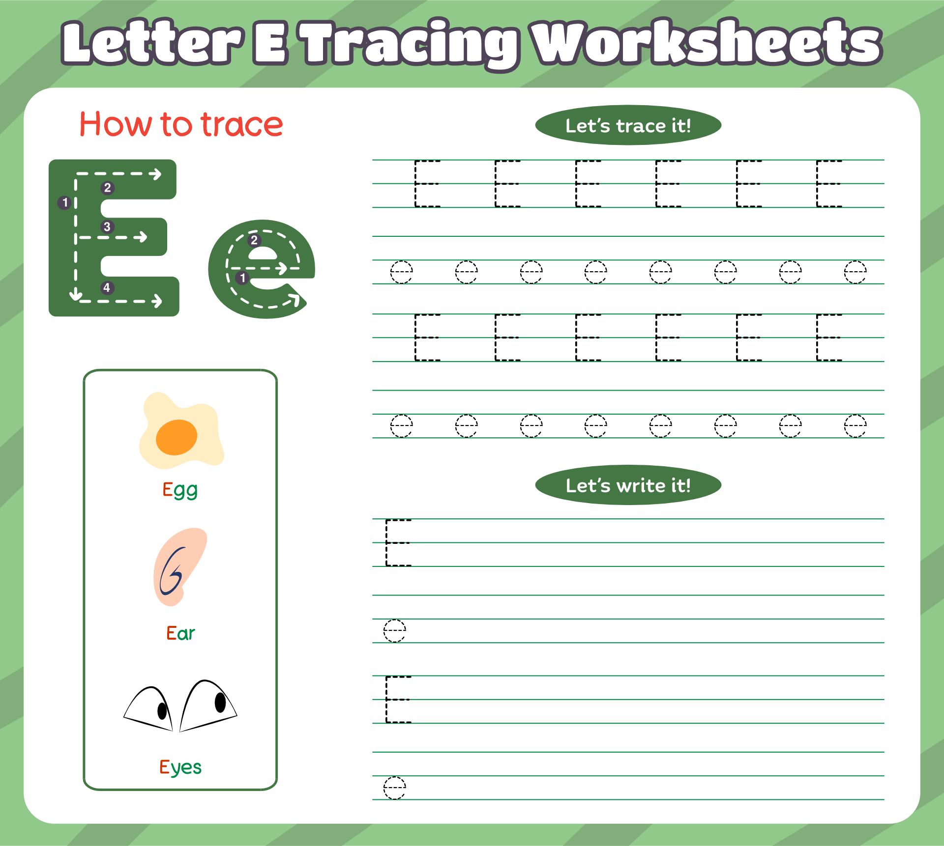 Letter E Worksheet Preschool Printable