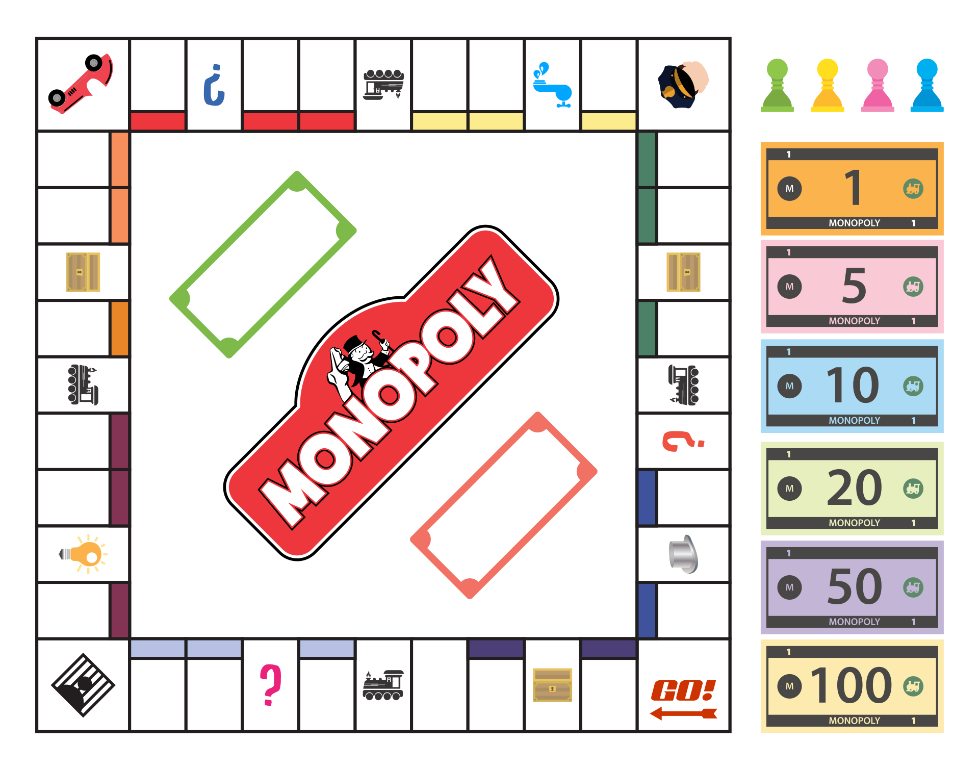  Printable Monopoly Board Game Template Printable Cards