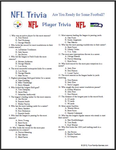 7 Best Images of Free Printable Sports Trivia - Super Bowl Trivia