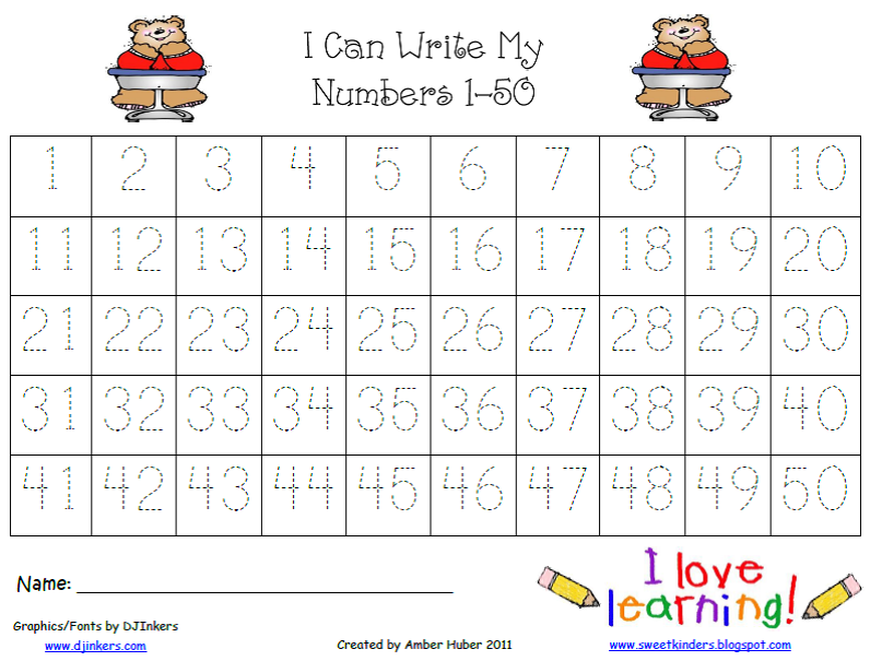 Traceable Numbers Worksheets 1 50