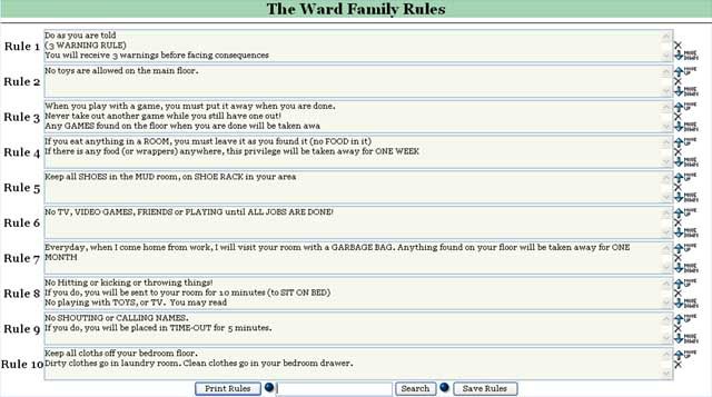 Kids House Rules Chart