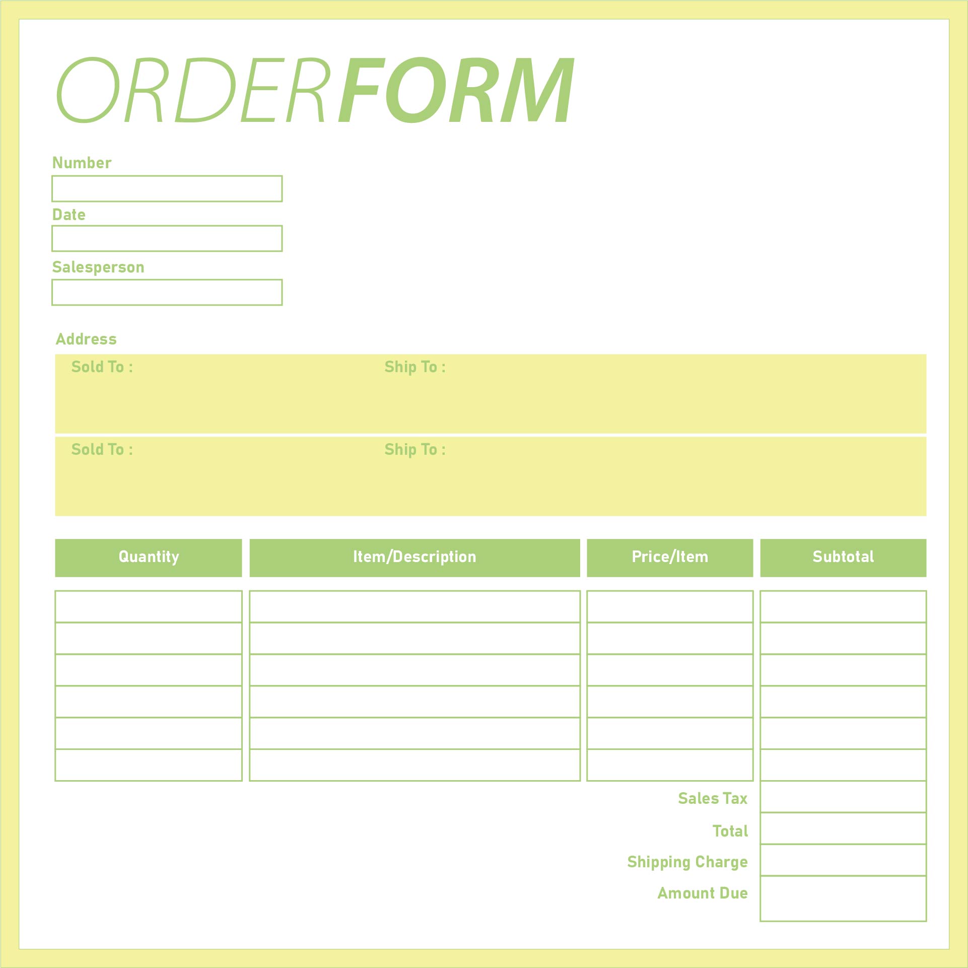 9 Best Images of Free Printable Blank Order Forms Free Printable