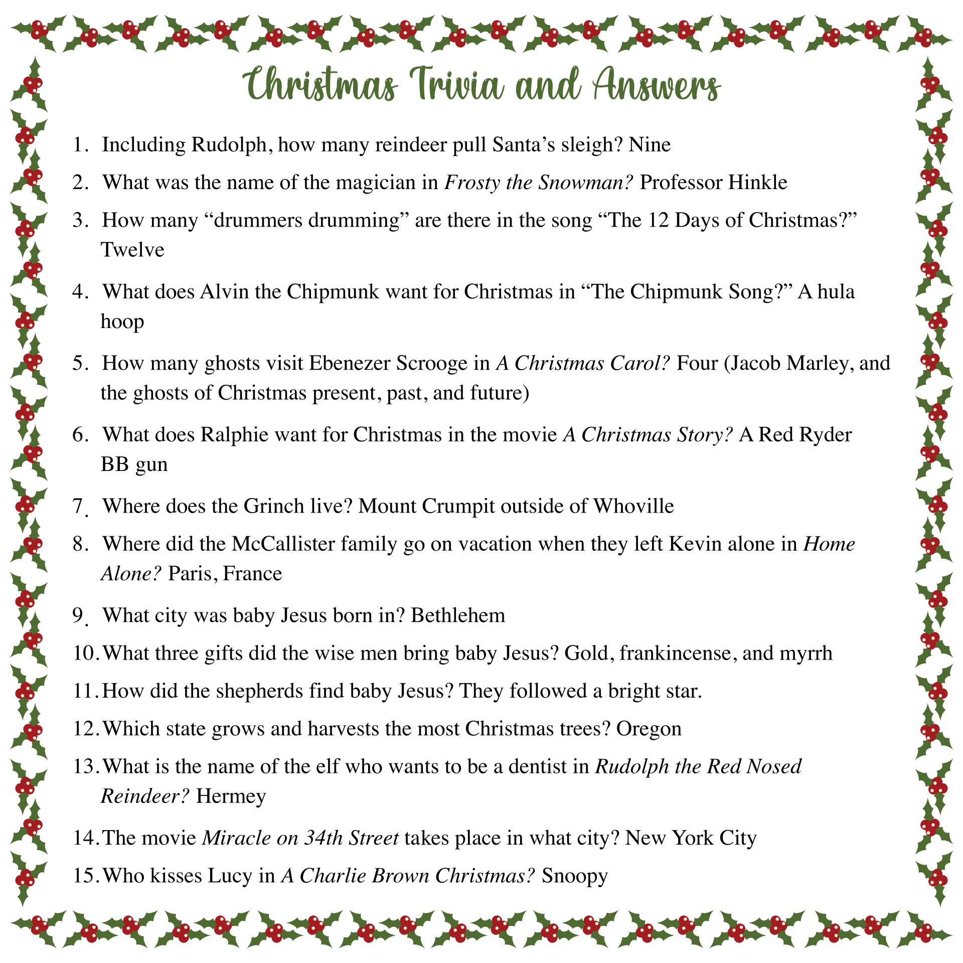 6 Best Images Of Printable Christmas Trivia Questions Printable Christmas Song Trivia 