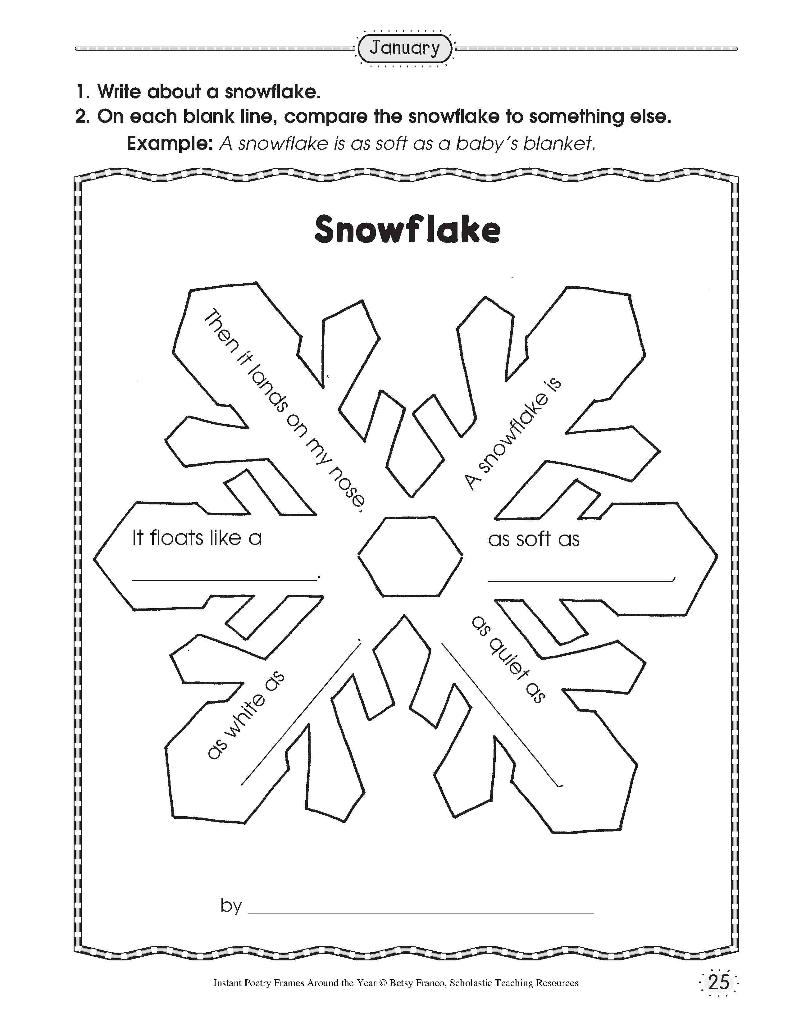 Printable snowflake writing paper