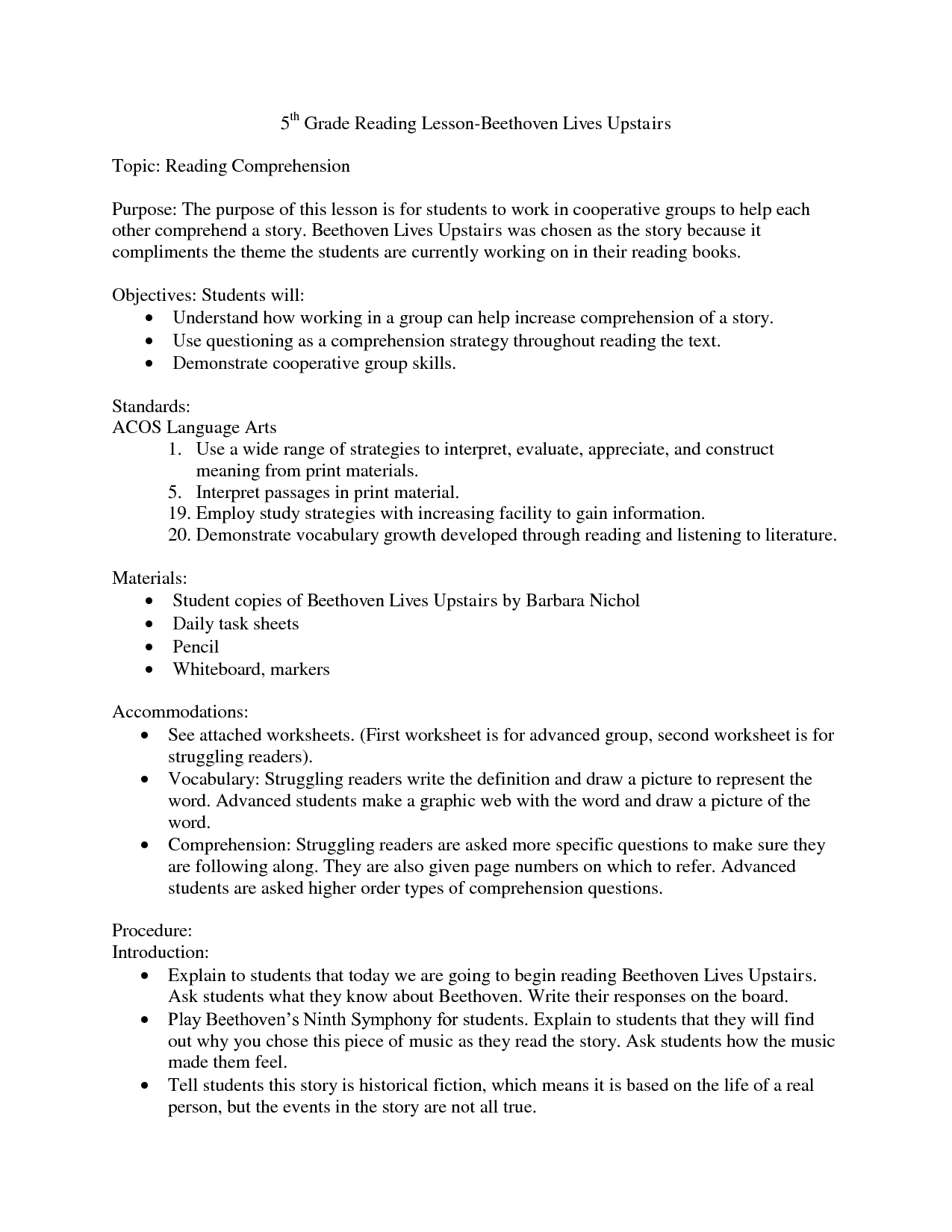 Fifth Grade Free Printable Reading Comprehension Worksheets 5th Grade