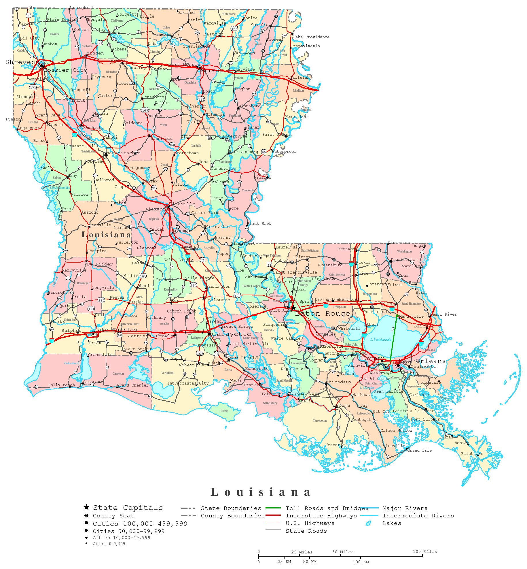 Printable Map Of Louisiana Cities 144406 